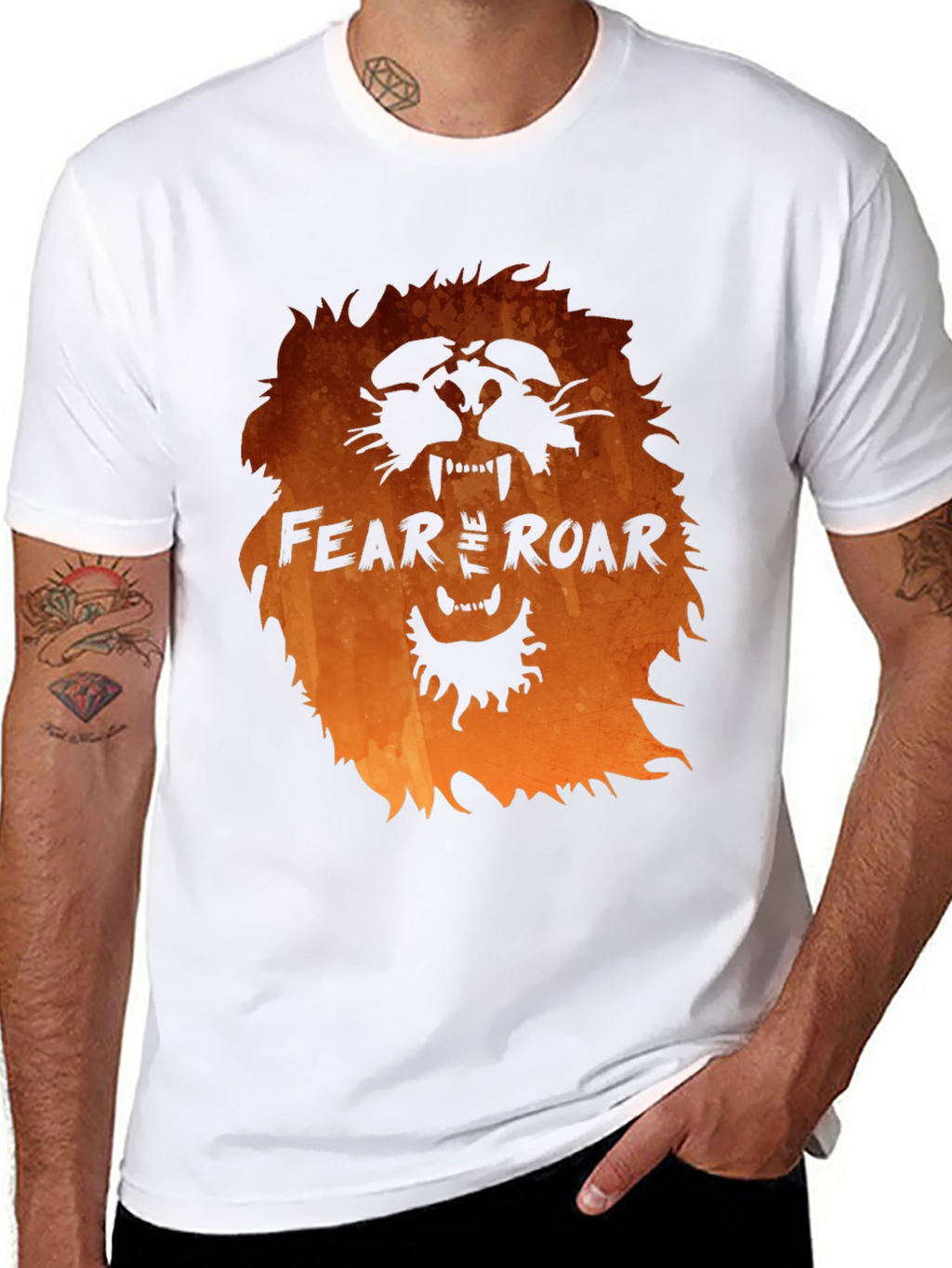Fear the Roar Lion Graphic Print Black T-Shirt