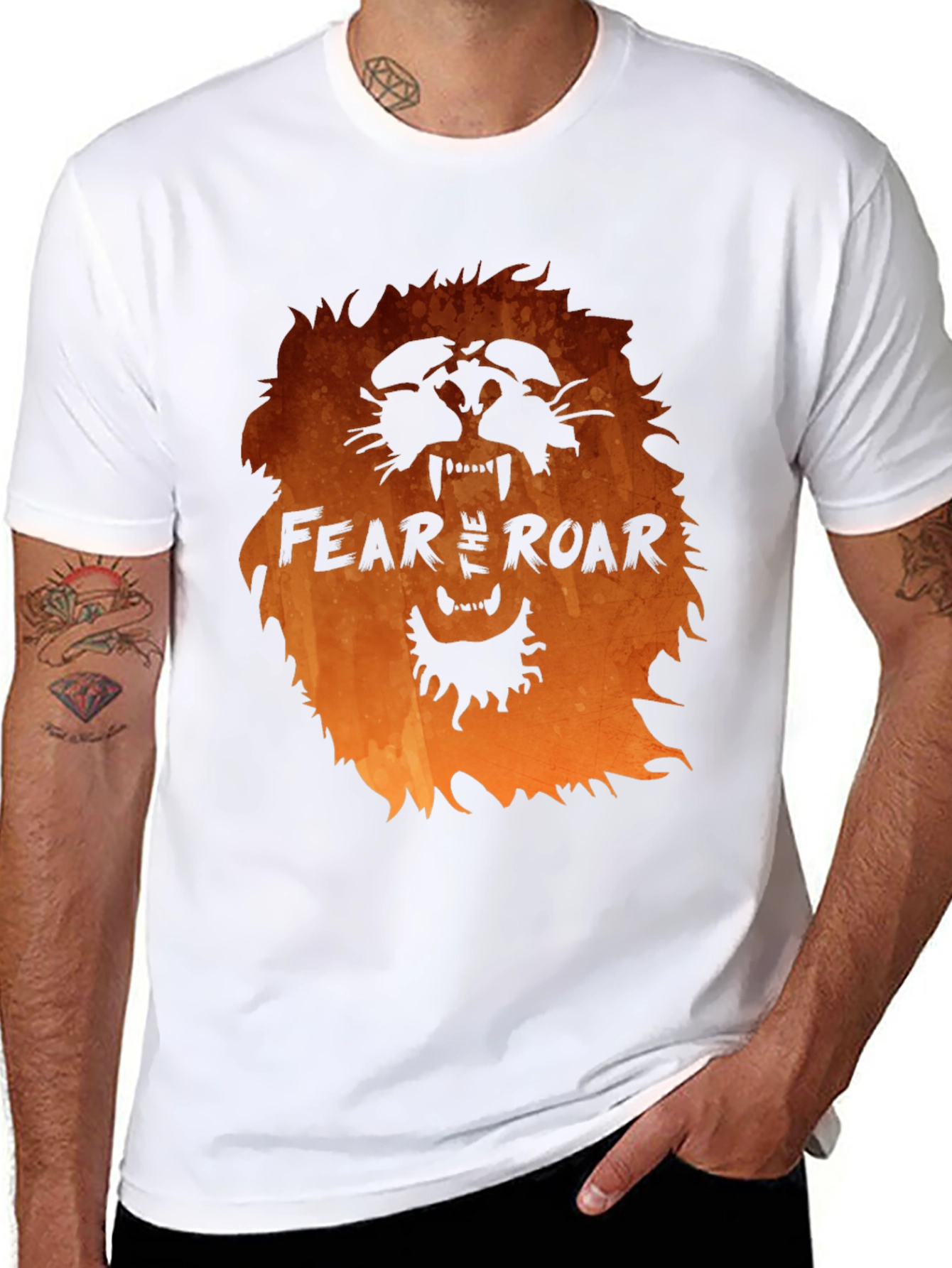 Fear the Roar Lion Graphic Print Black T-Shirt