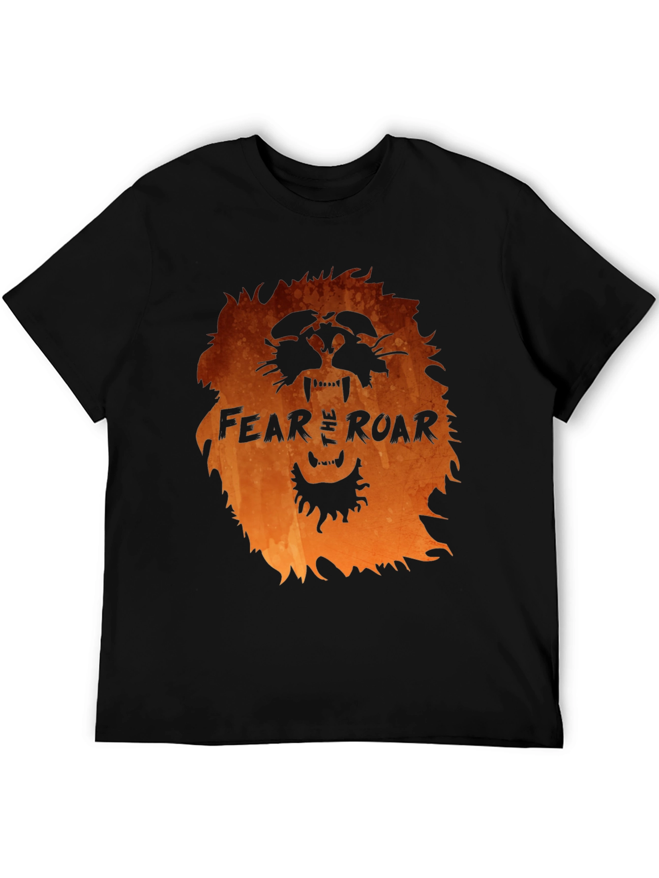 Fear the Roar Lion Graphic Print Black T-Shirt