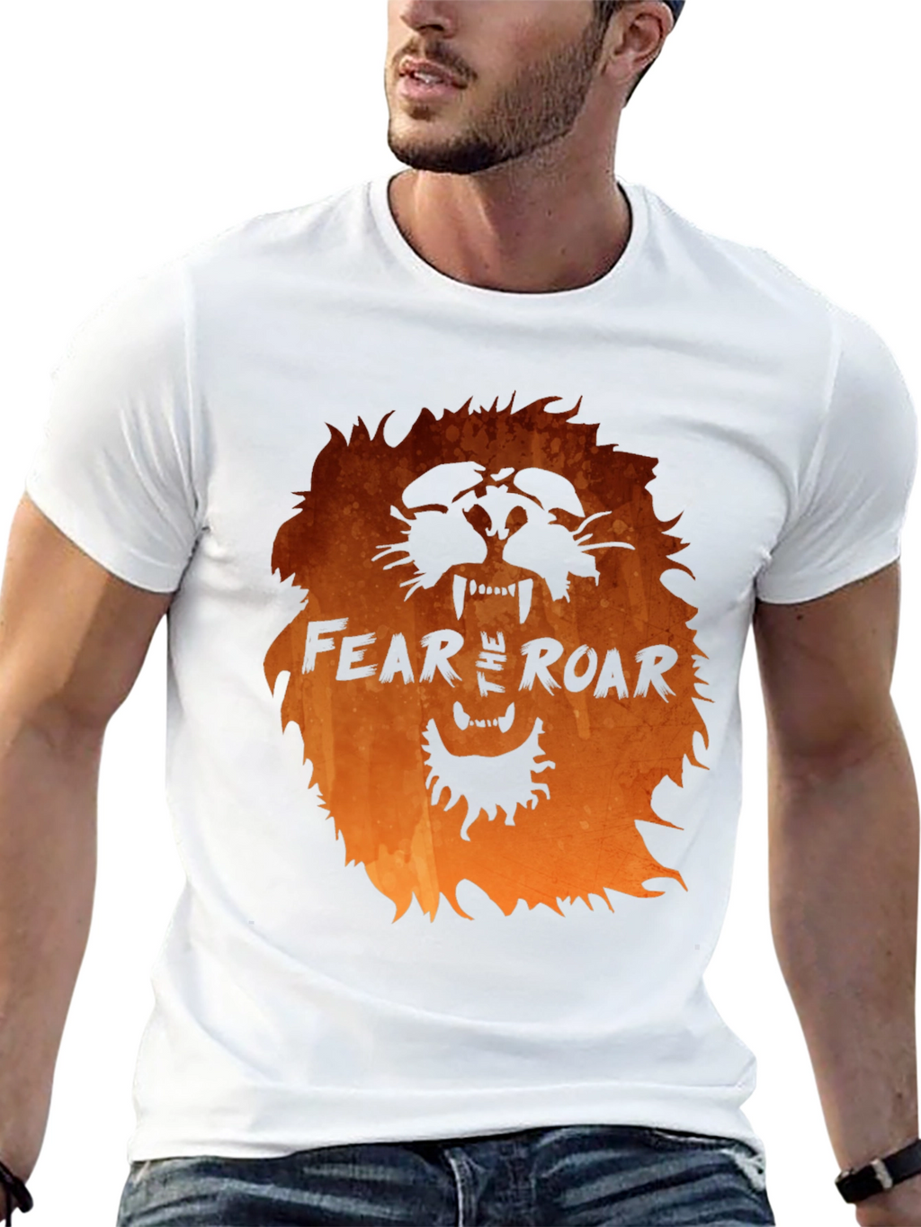 Fear the Roar Lion Graphic Print Black T-Shirt