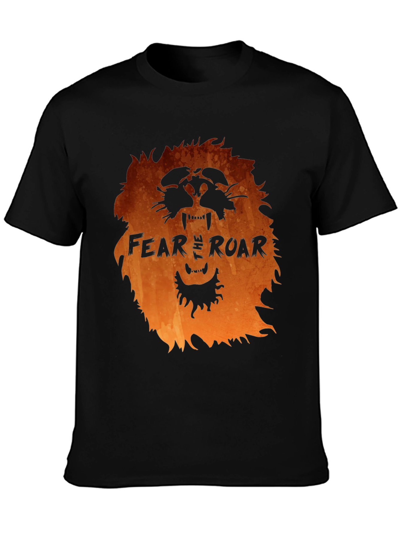 Fear the Roar Lion Graphic Print Black T-Shirt