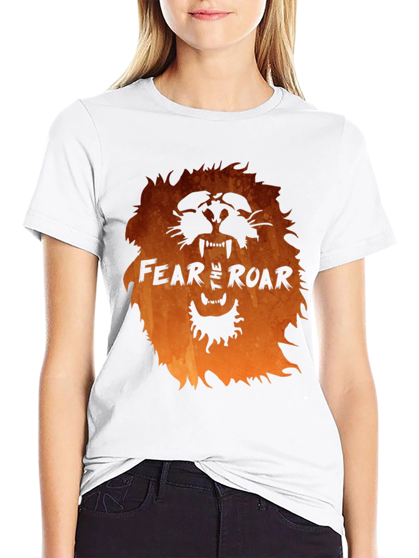Fear the Roar Lion Graphic Print Black T-Shirt