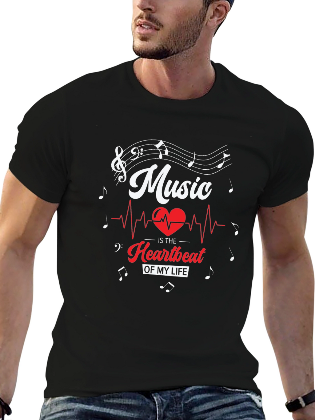 Music is My Heartbeat T-Shirt - Stylish Musician Tee