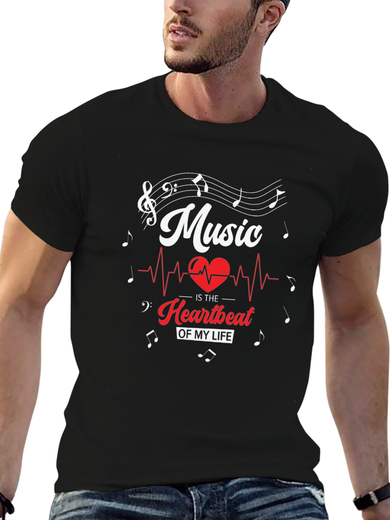 Music is My Heartbeat T-Shirt - Stylish Musician Tee