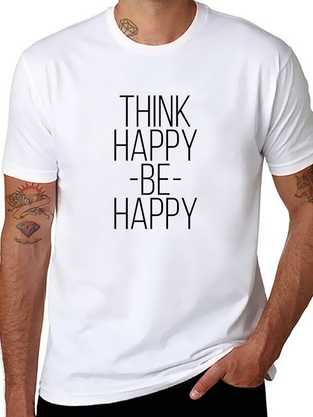 Think Happy - Be Happy Black Graphic Tee