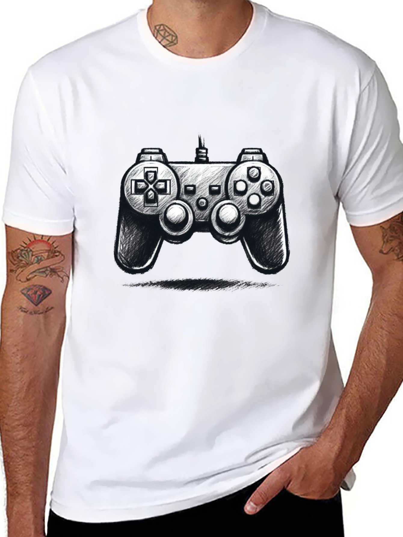 Gamer Style: Black Controller Graphic Tee