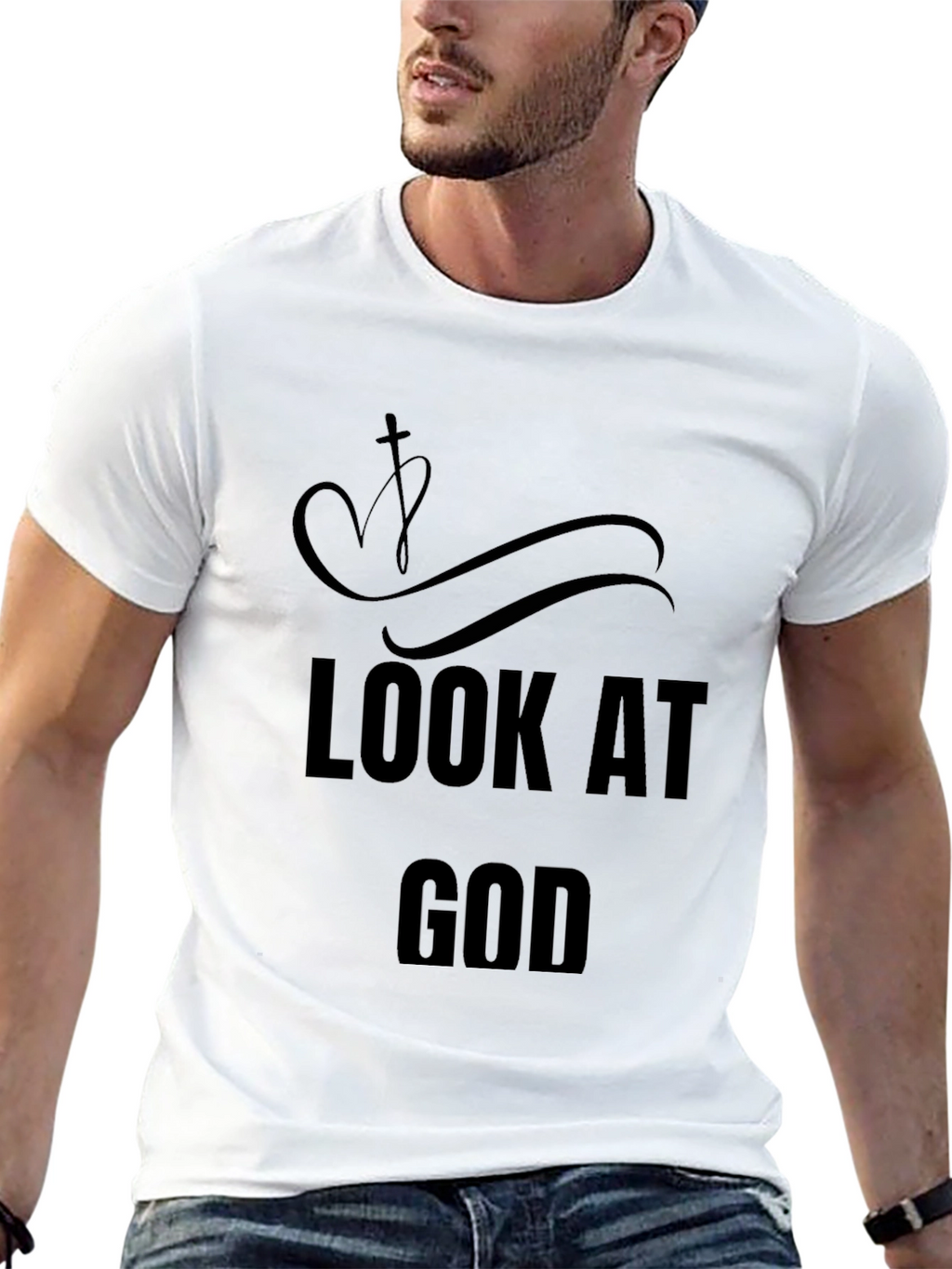 Look At God Christian Black T-Shirt