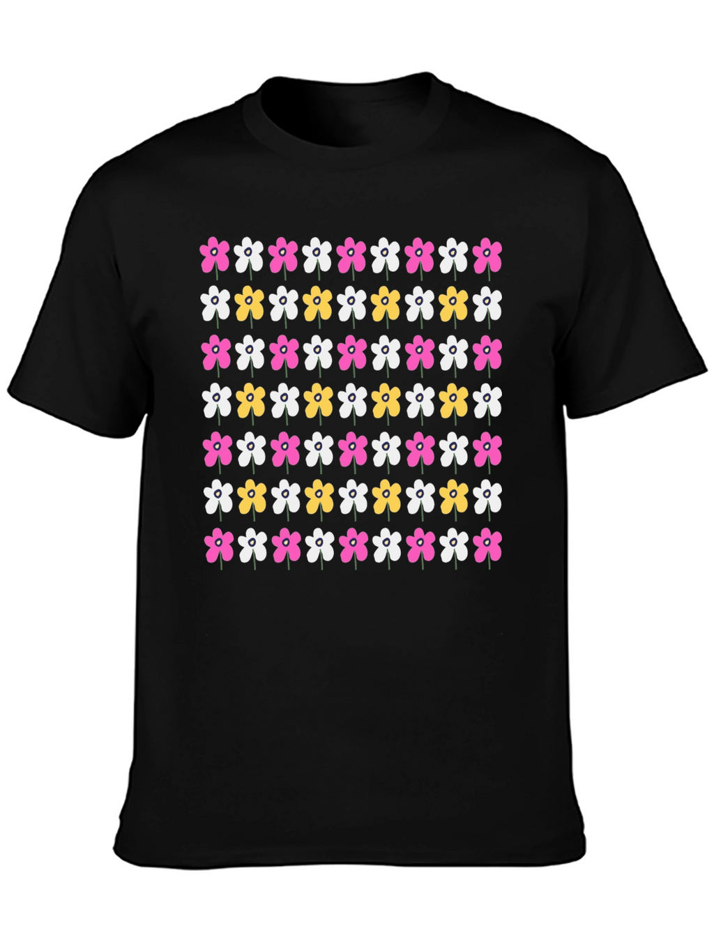 Floral Pattern Black T-Shirt