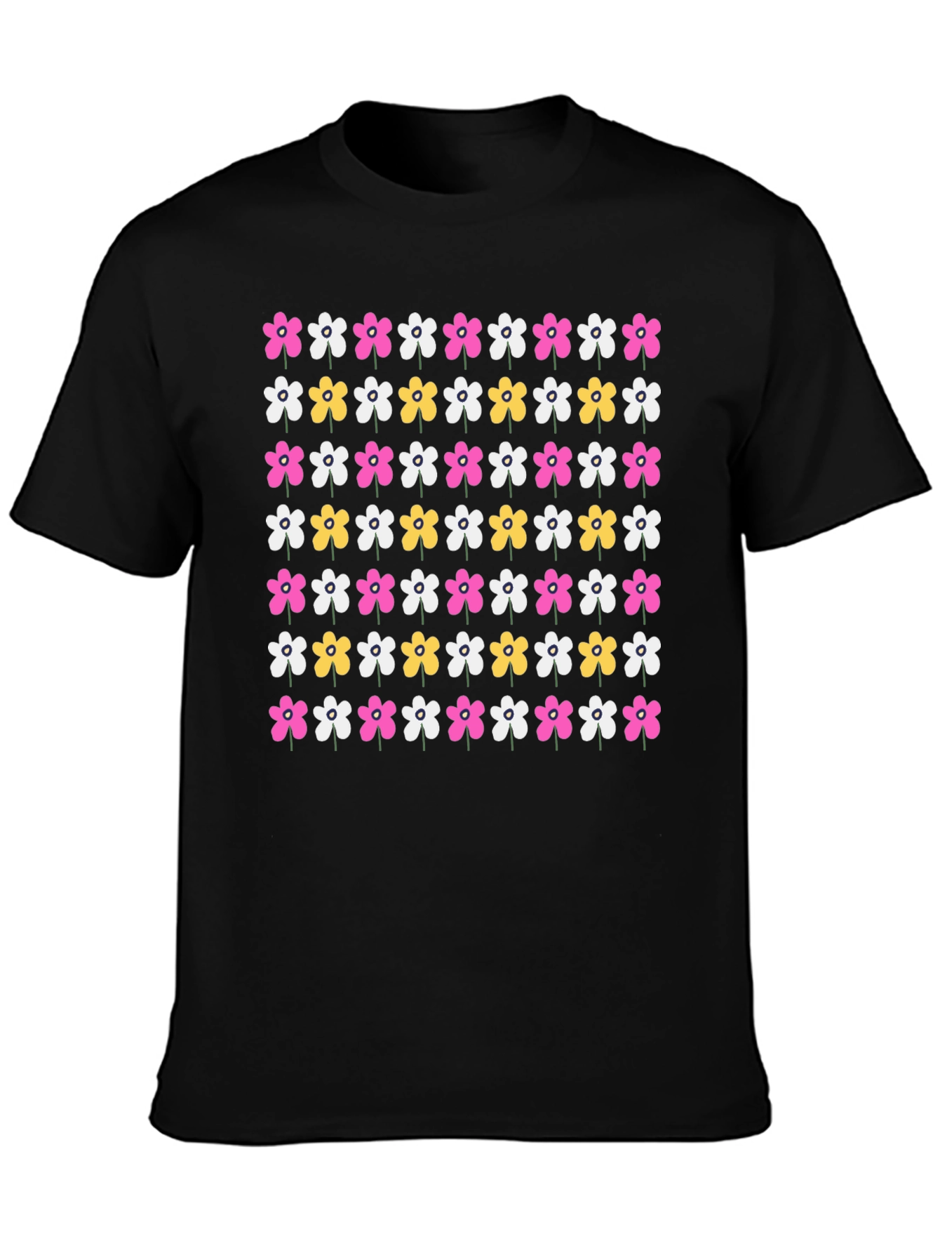 Floral Pattern Black T-Shirt