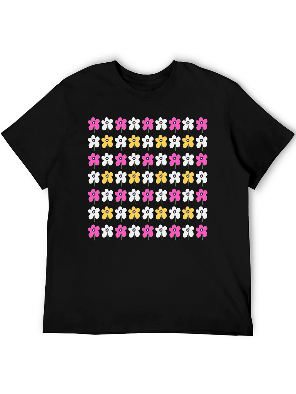 Floral Pattern Black T-Shirt