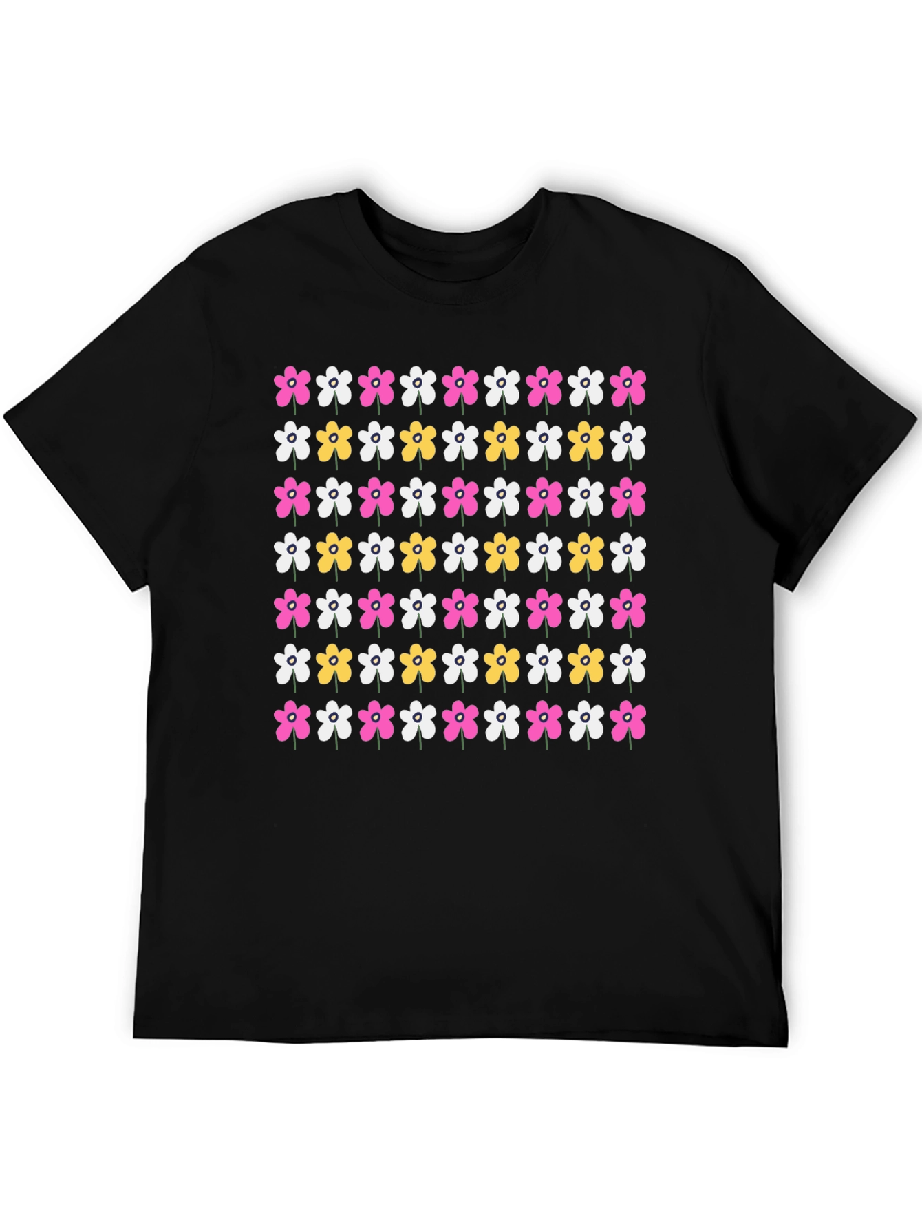 Floral Pattern Black T-Shirt