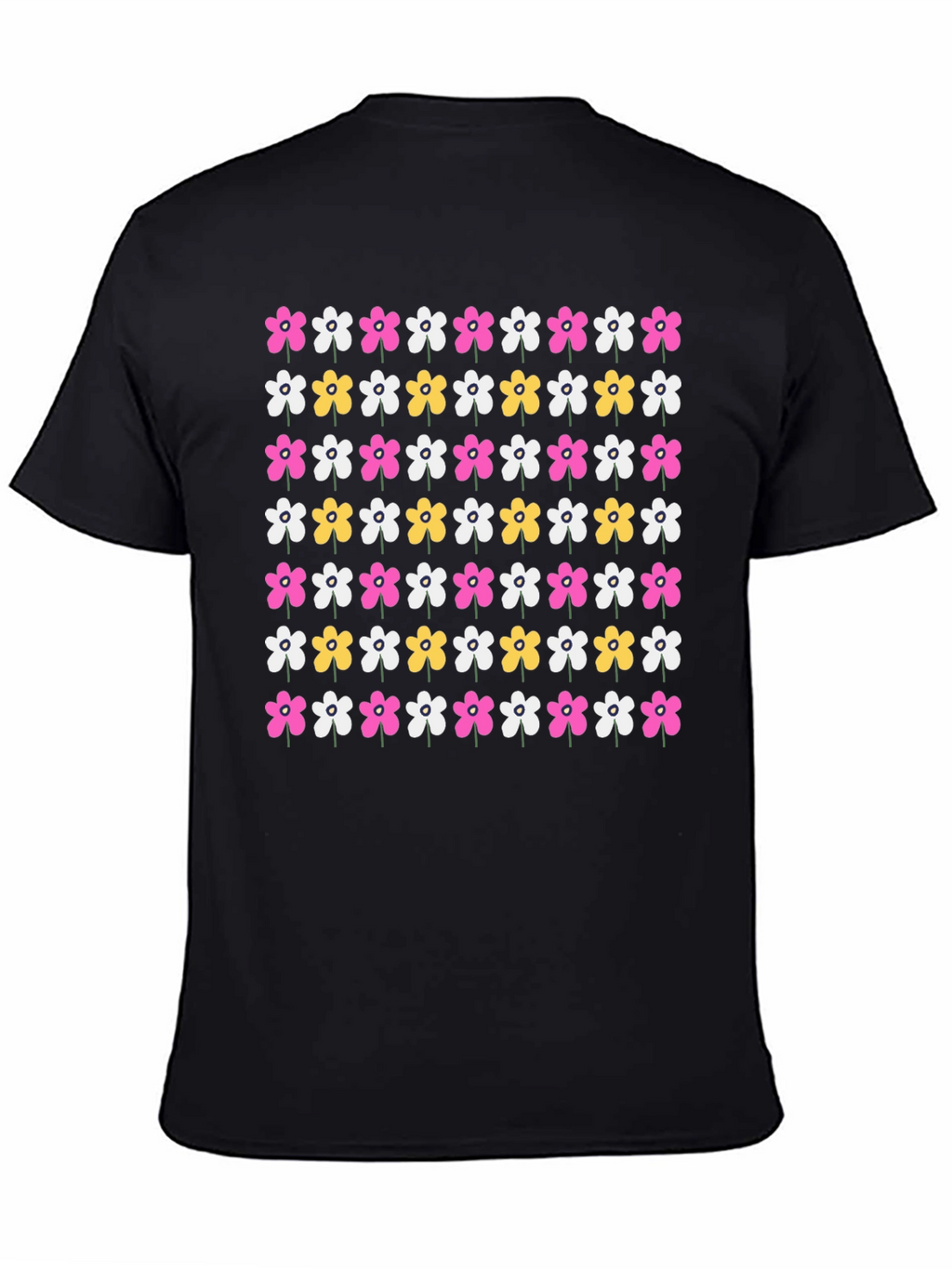 Floral Pattern Black T-Shirt