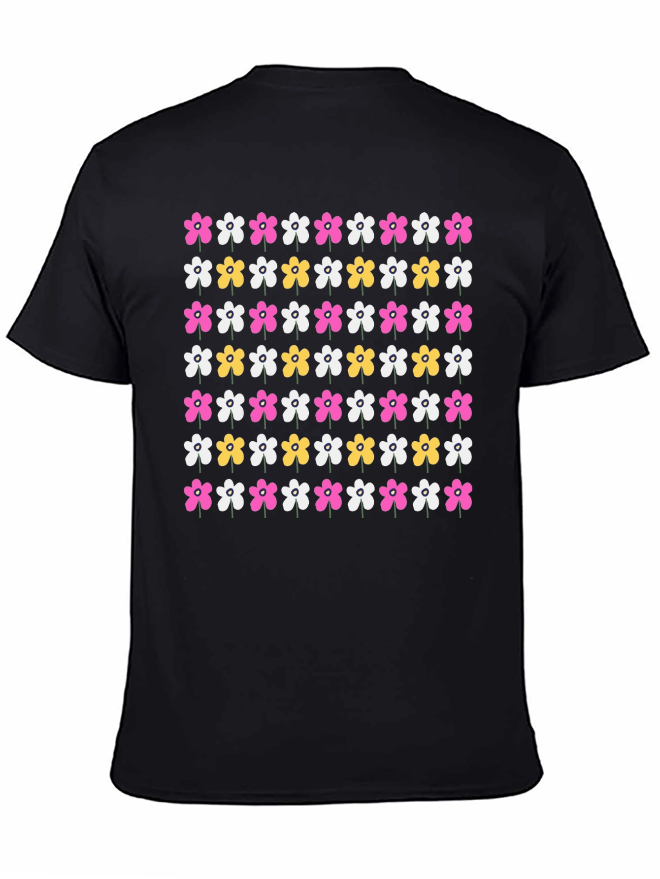Floral Pattern Black T-Shirt