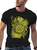 Floral Print Tee - Stylish Black Cotton T-Shirt