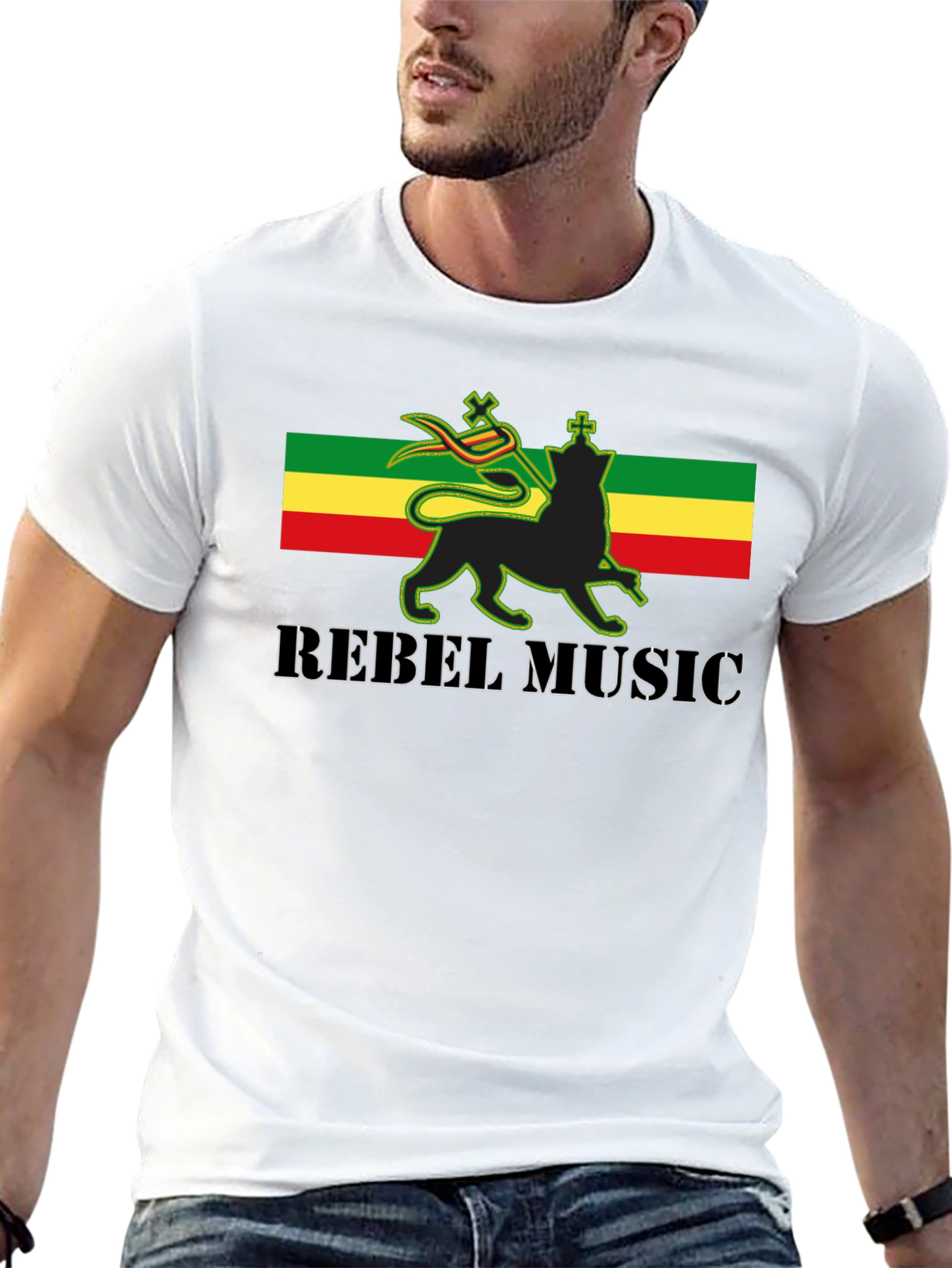 Rasta Lion Rebel Music Graphic T-Shirt