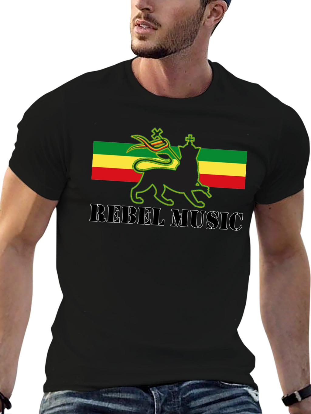 Rasta Lion Rebel Music Graphic T-Shirt