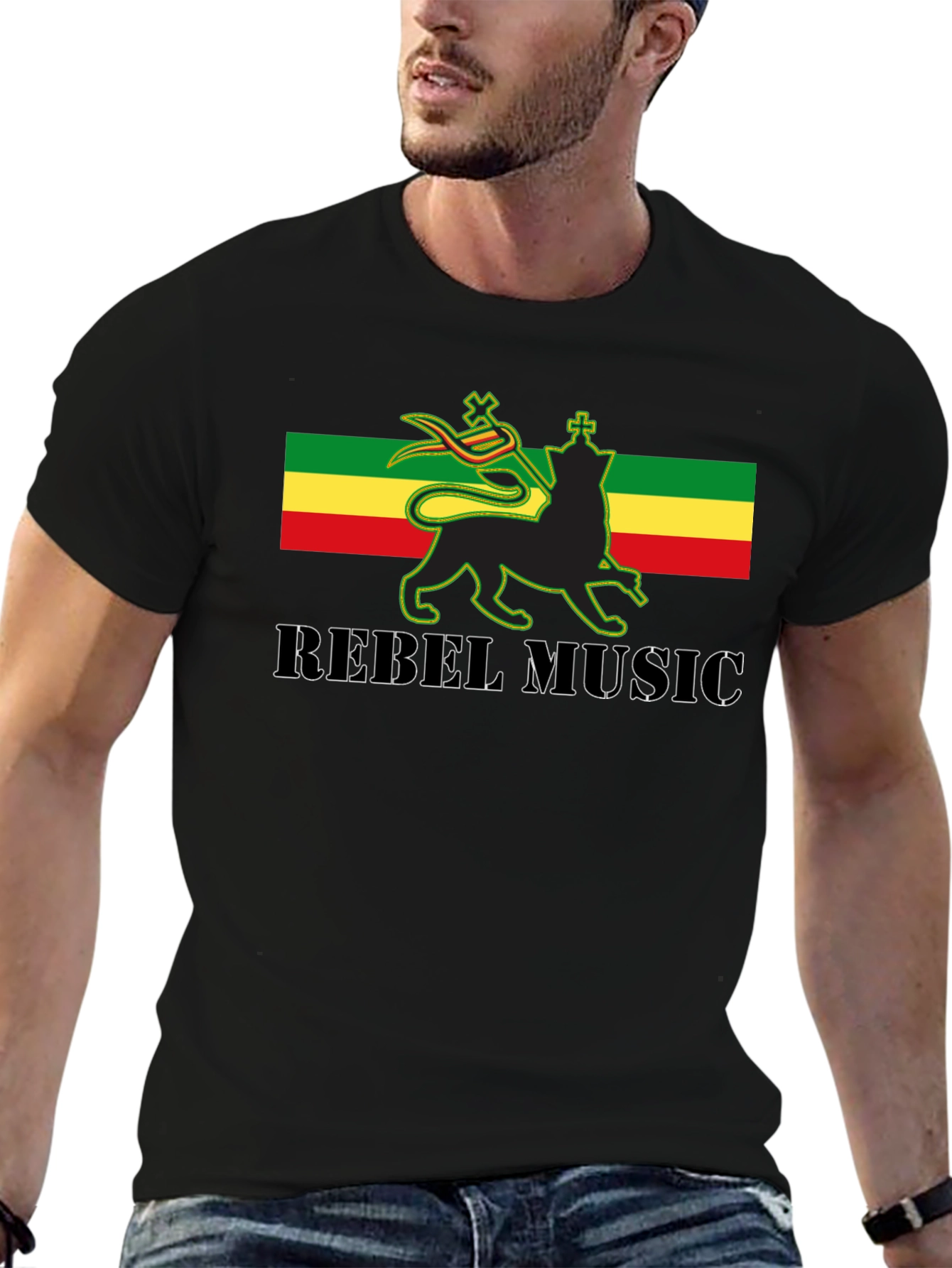 Rasta Lion Rebel Music Graphic T-Shirt