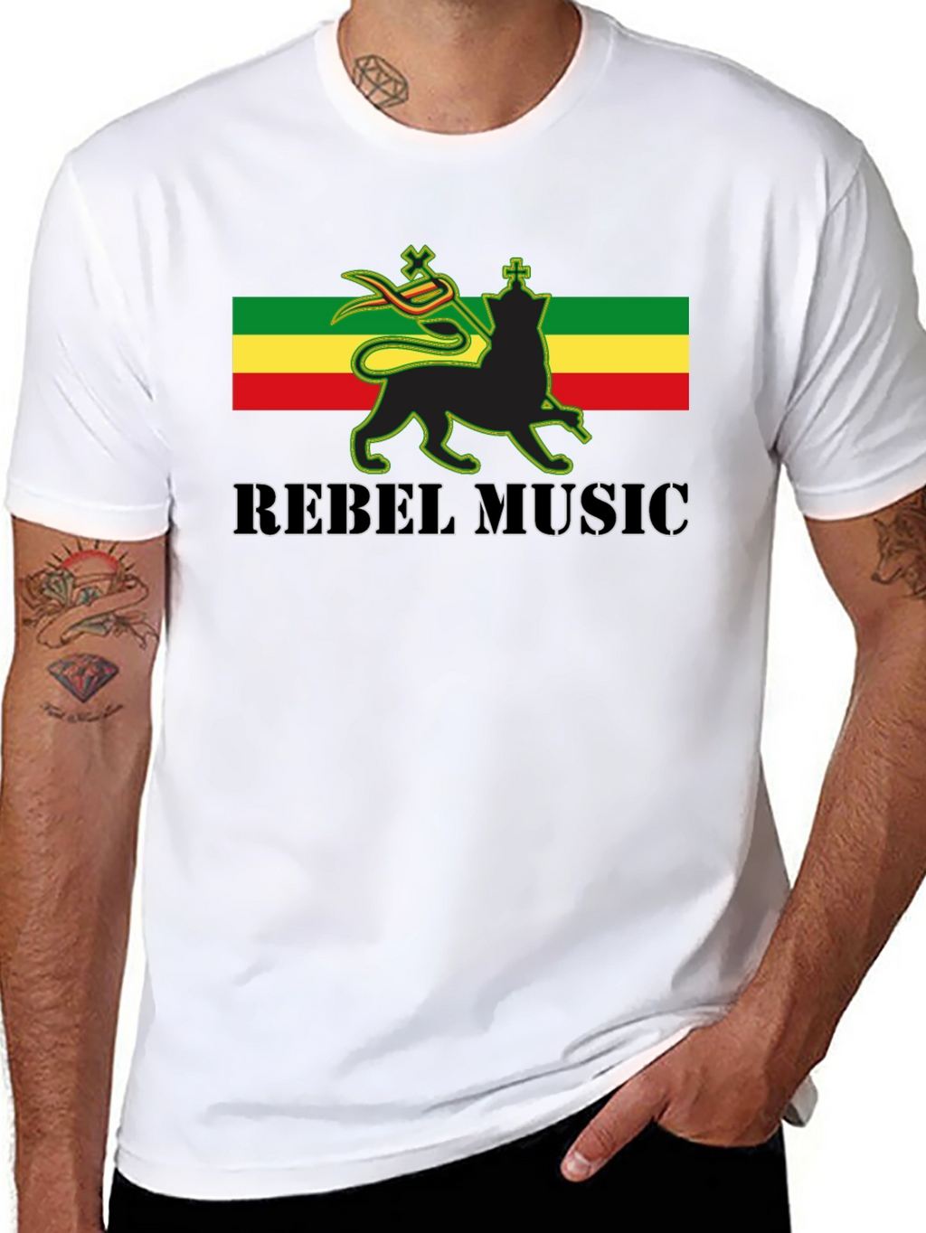 Rasta Lion Rebel Music Graphic T-Shirt