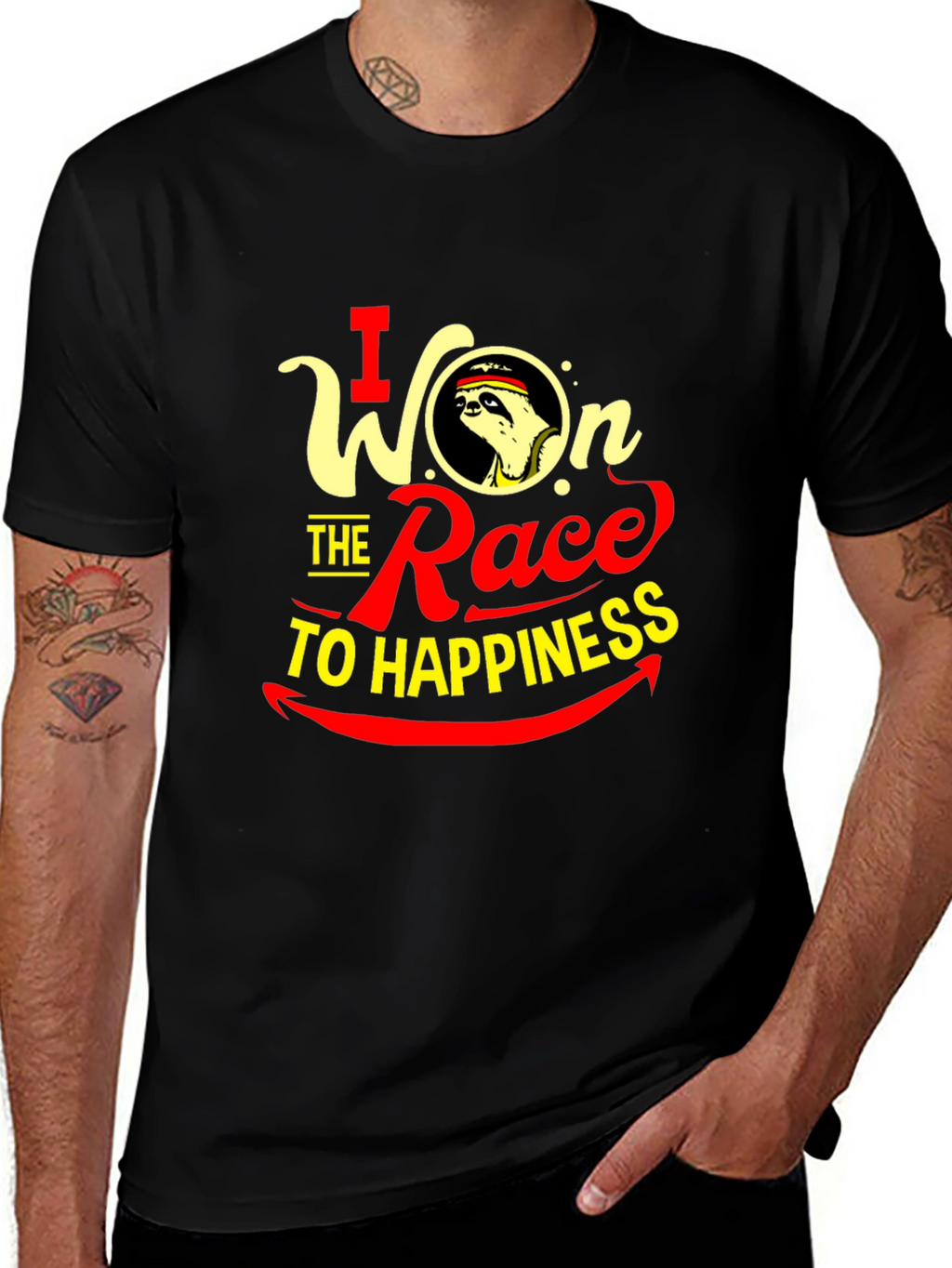 I Won the Race to Happiness Sloth Graphic T-Shirt