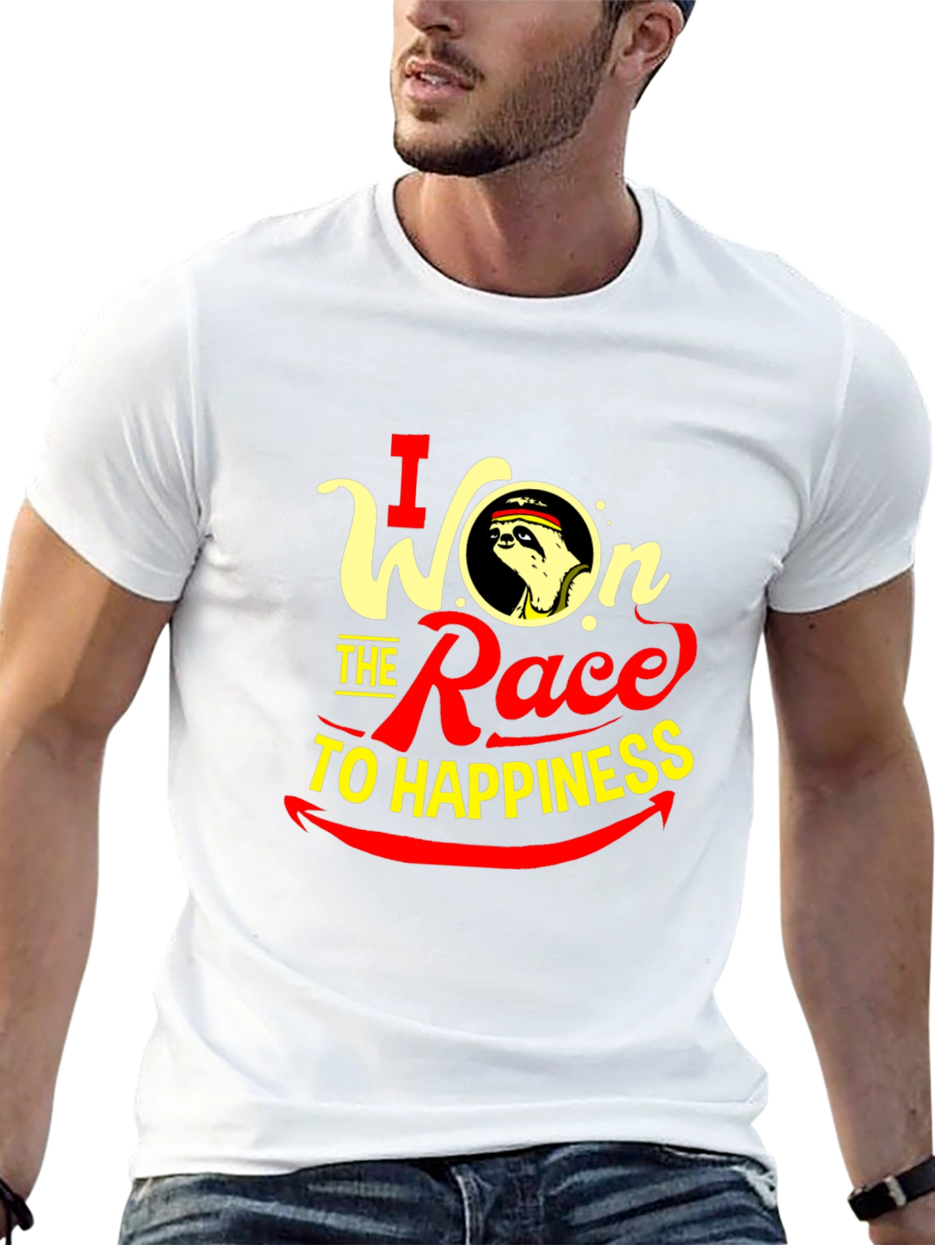 I Won the Race to Happiness Sloth Graphic T-Shirt