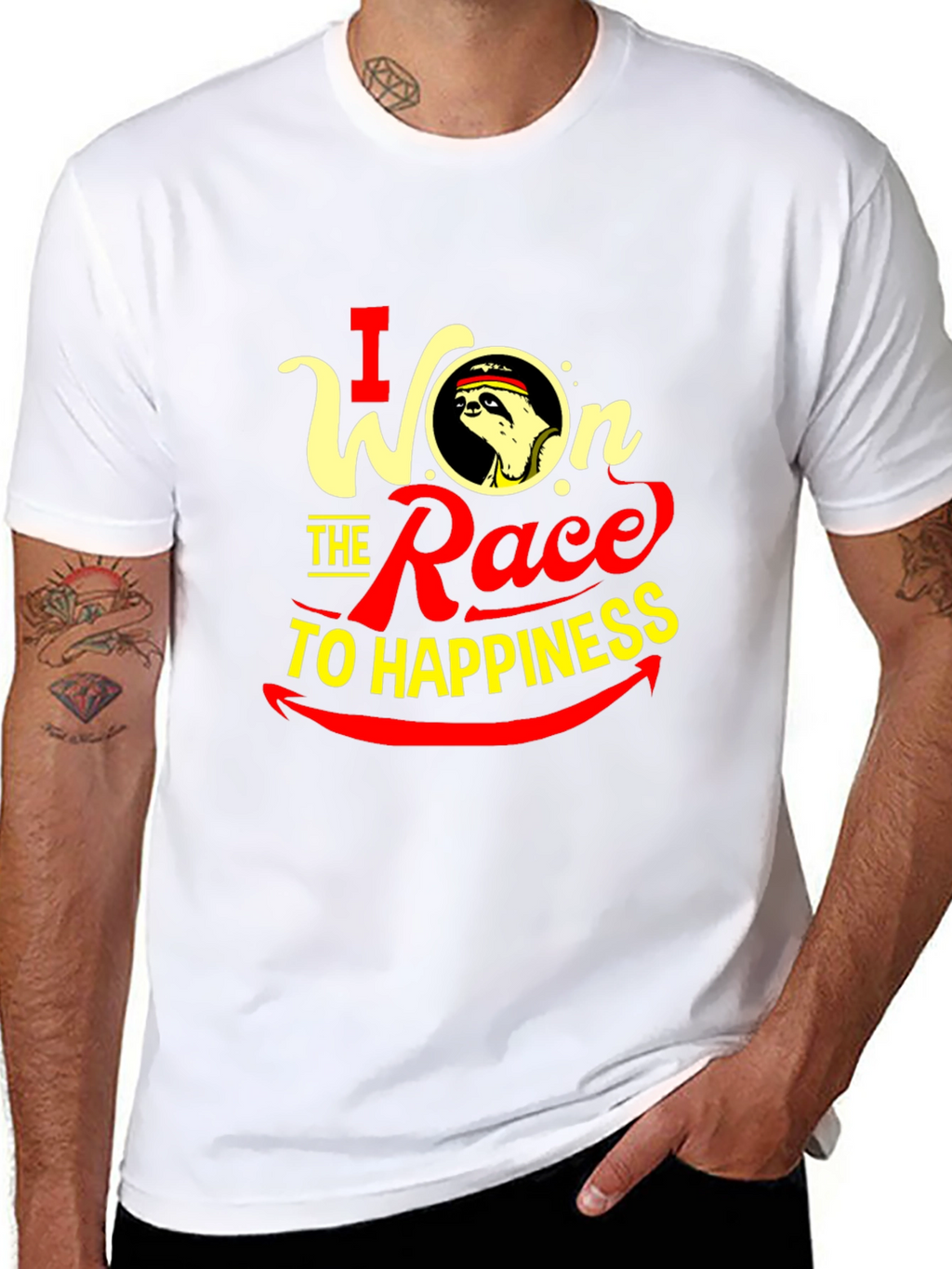 I Won the Race to Happiness Sloth Graphic T-Shirt
