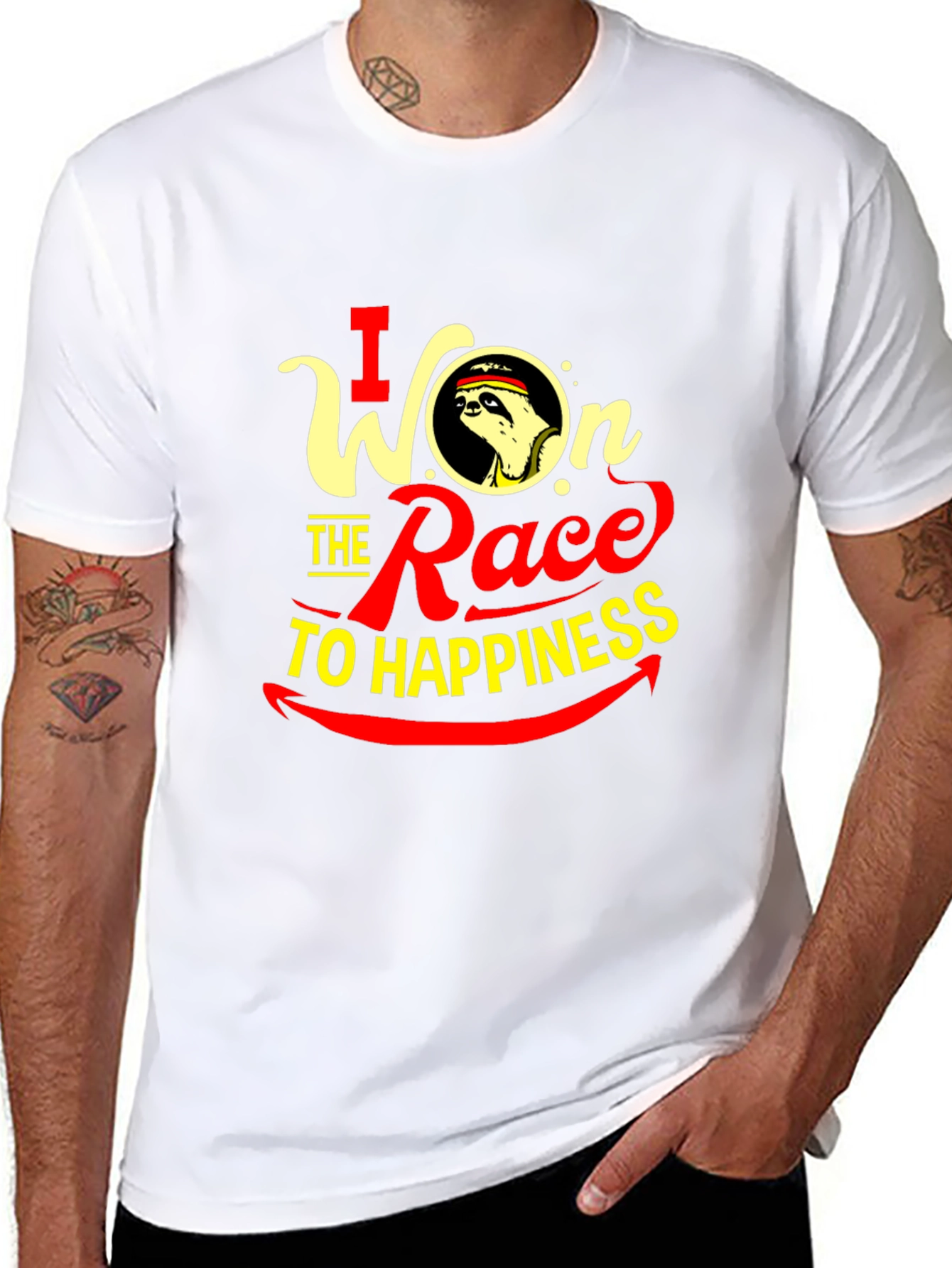 I Won the Race to Happiness Sloth Graphic T-Shirt