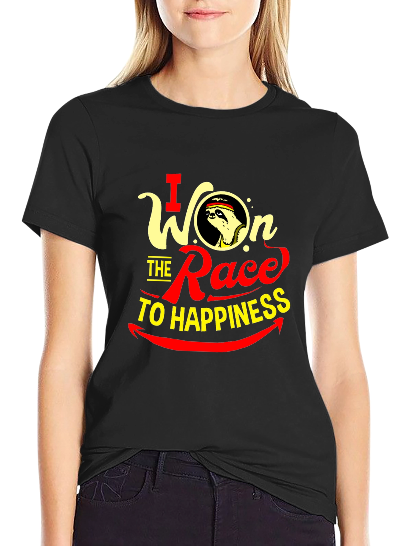 I Won the Race to Happiness Sloth Graphic T-Shirt