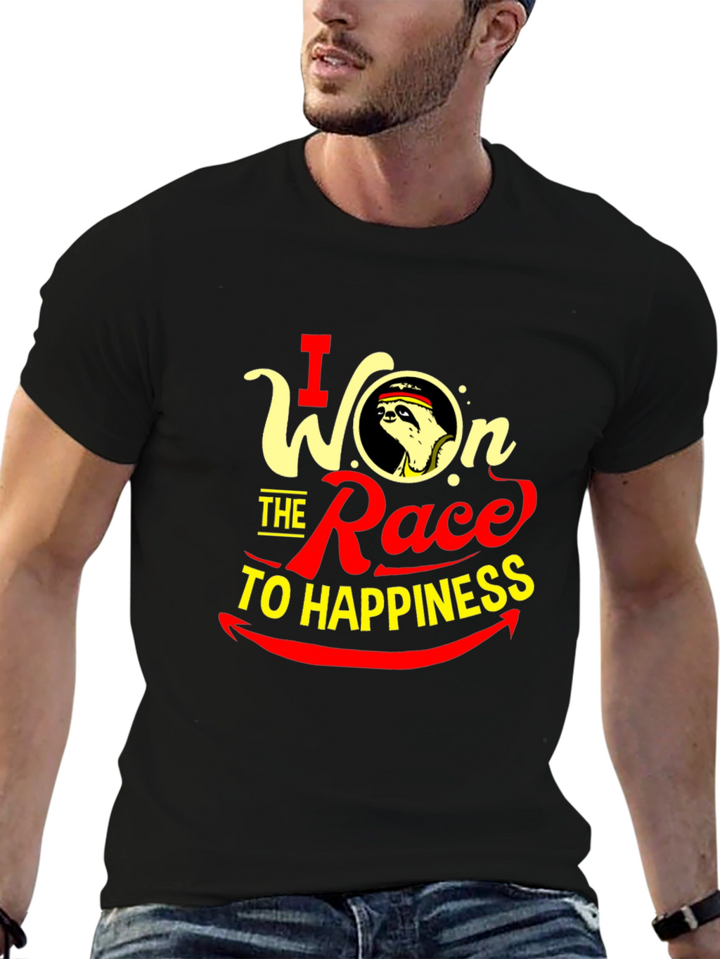 I Won the Race to Happiness Sloth Graphic T-Shirt