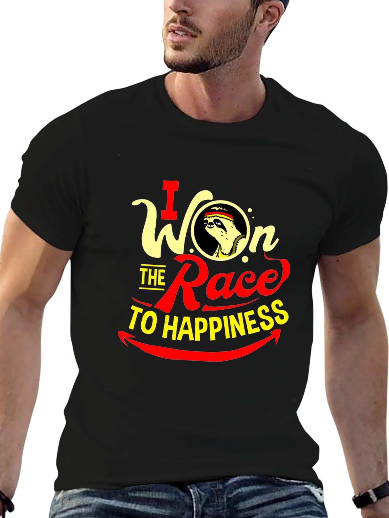 I Won the Race to Happiness Sloth Graphic T-Shirt