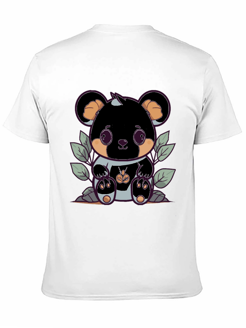 Cute Bear Graphic Tee - Black