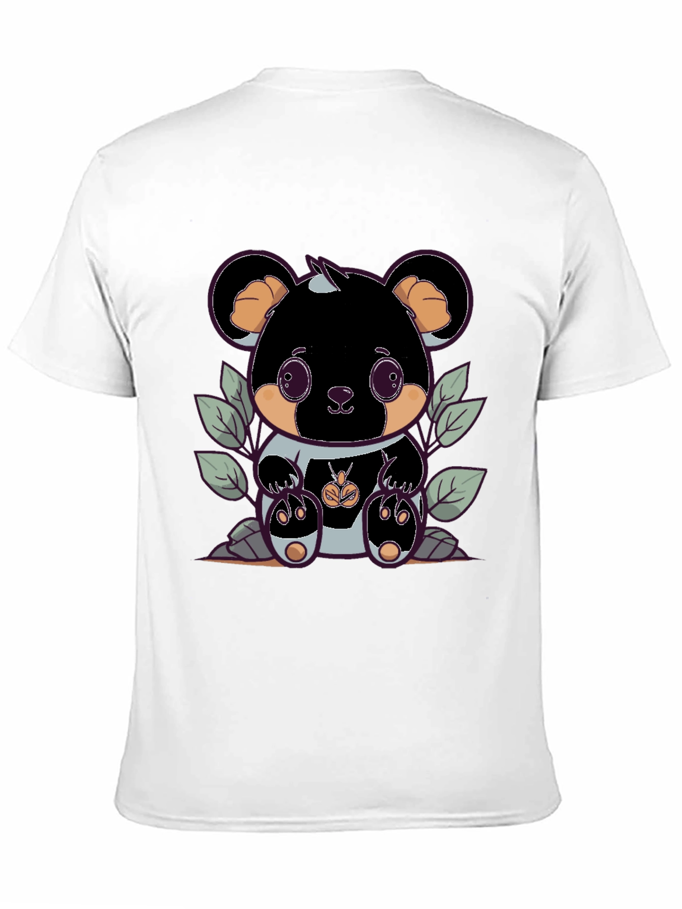 Cute Bear Graphic Tee - Black