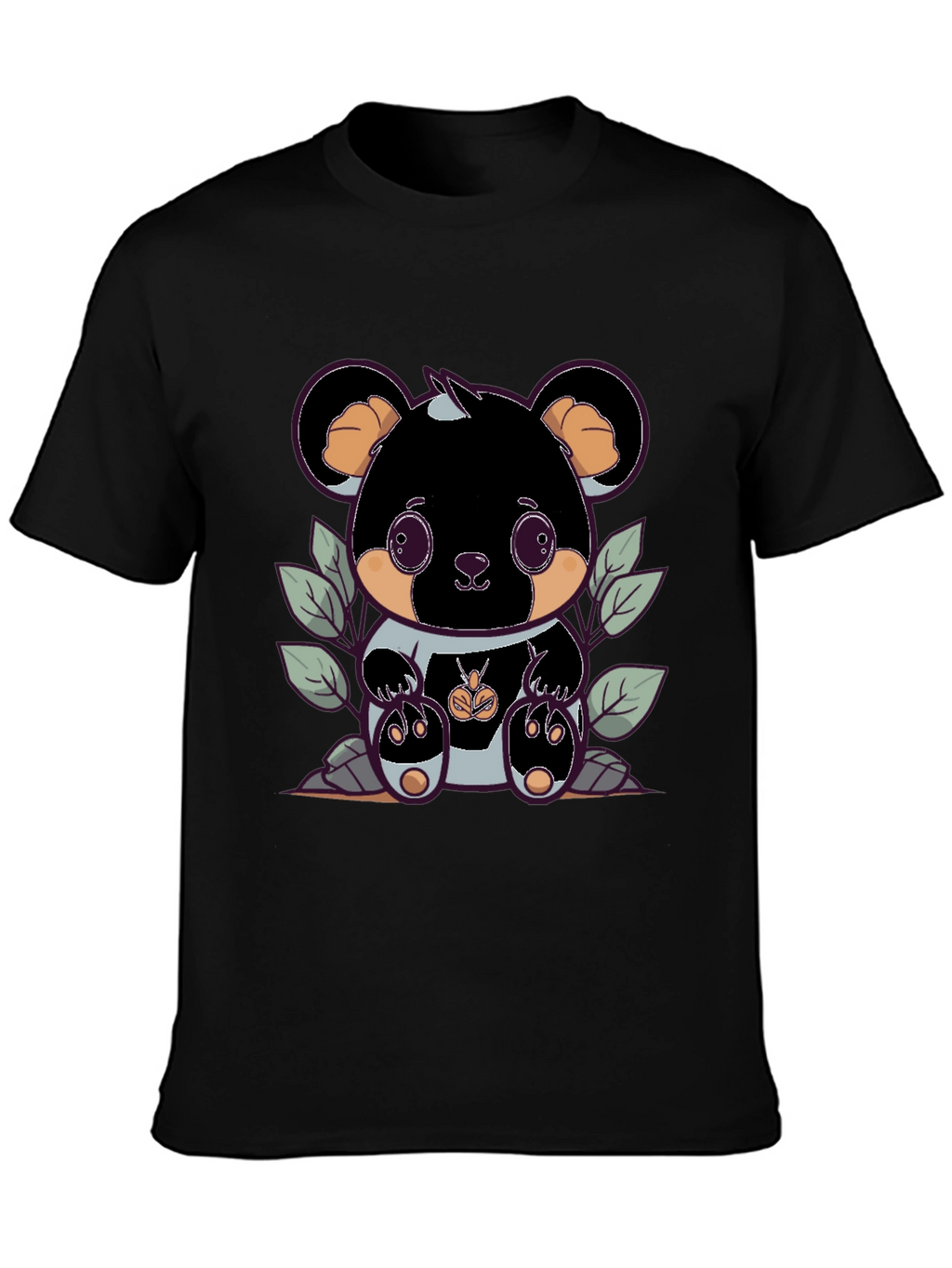 Cute Bear Graphic Tee - Black