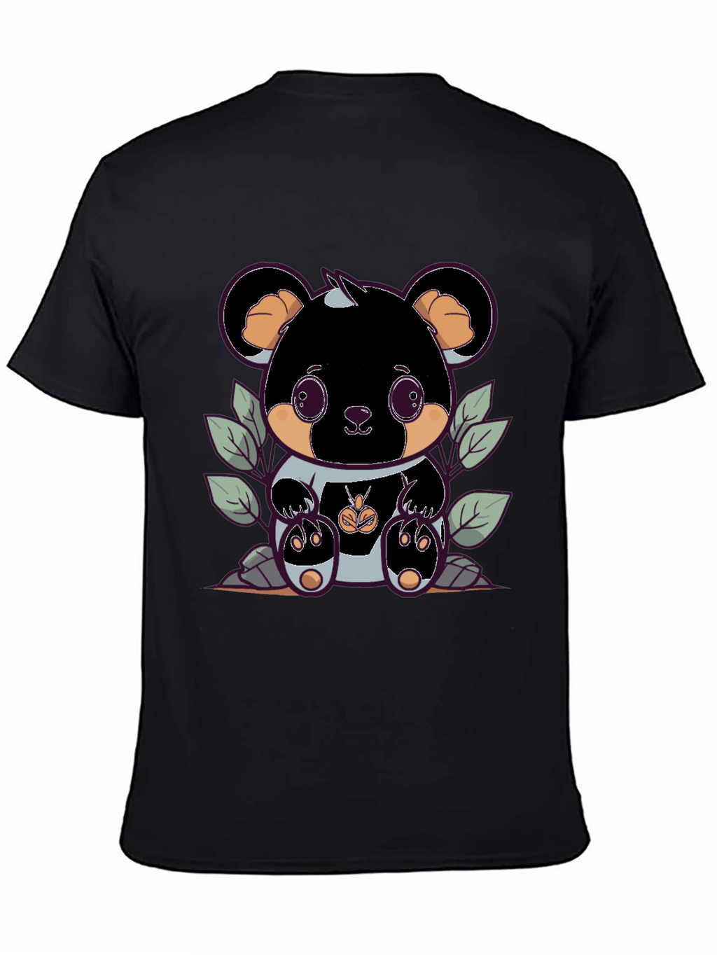 Cute Bear Graphic Tee - Black