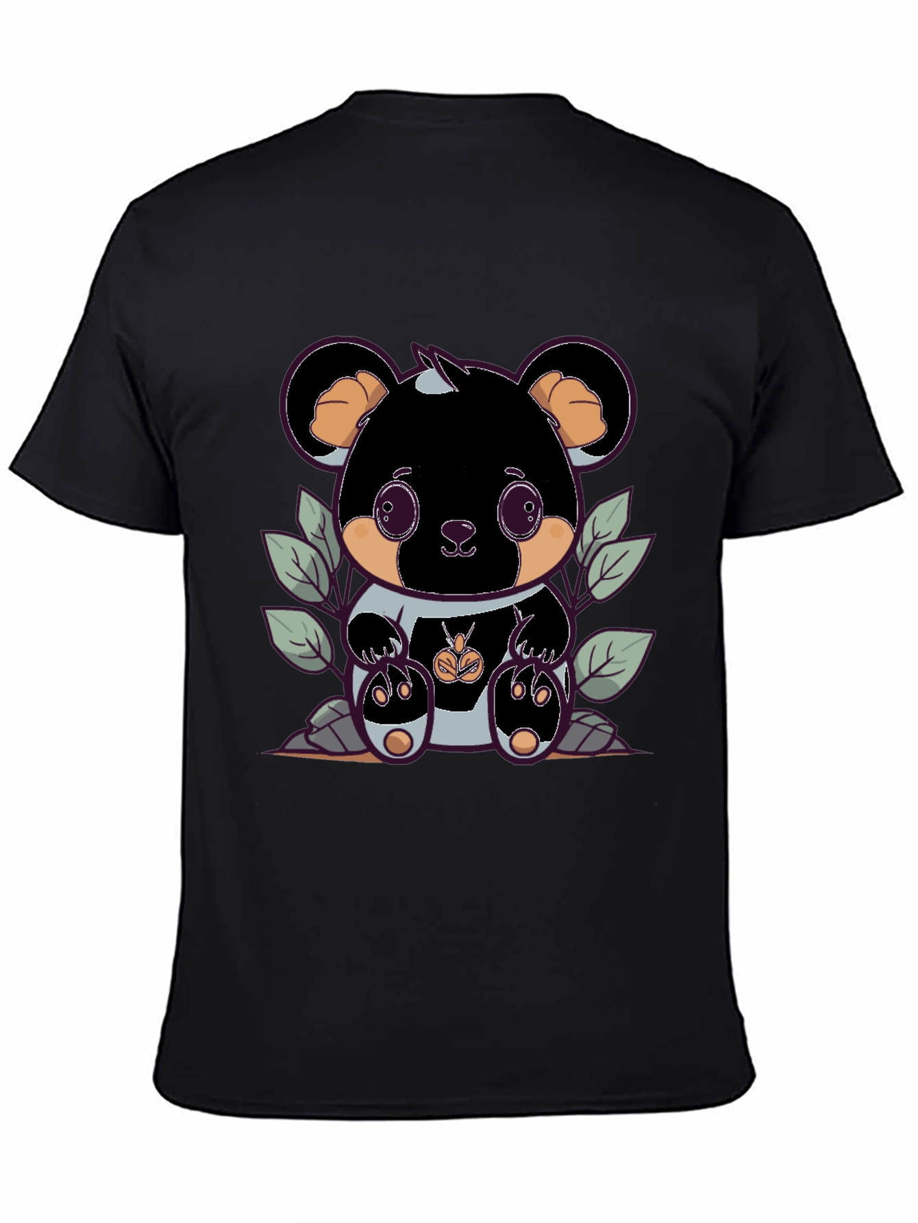 Cute Bear Graphic Tee - Black