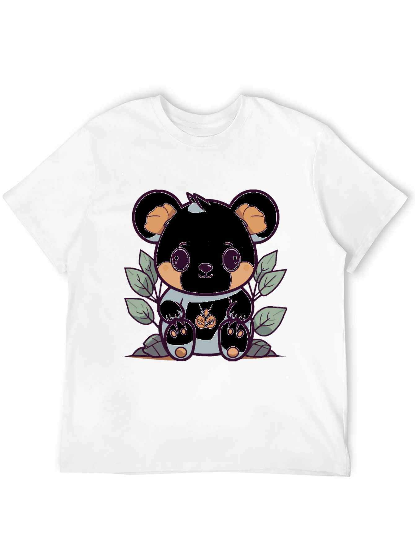 Cute Bear Graphic Tee - Black