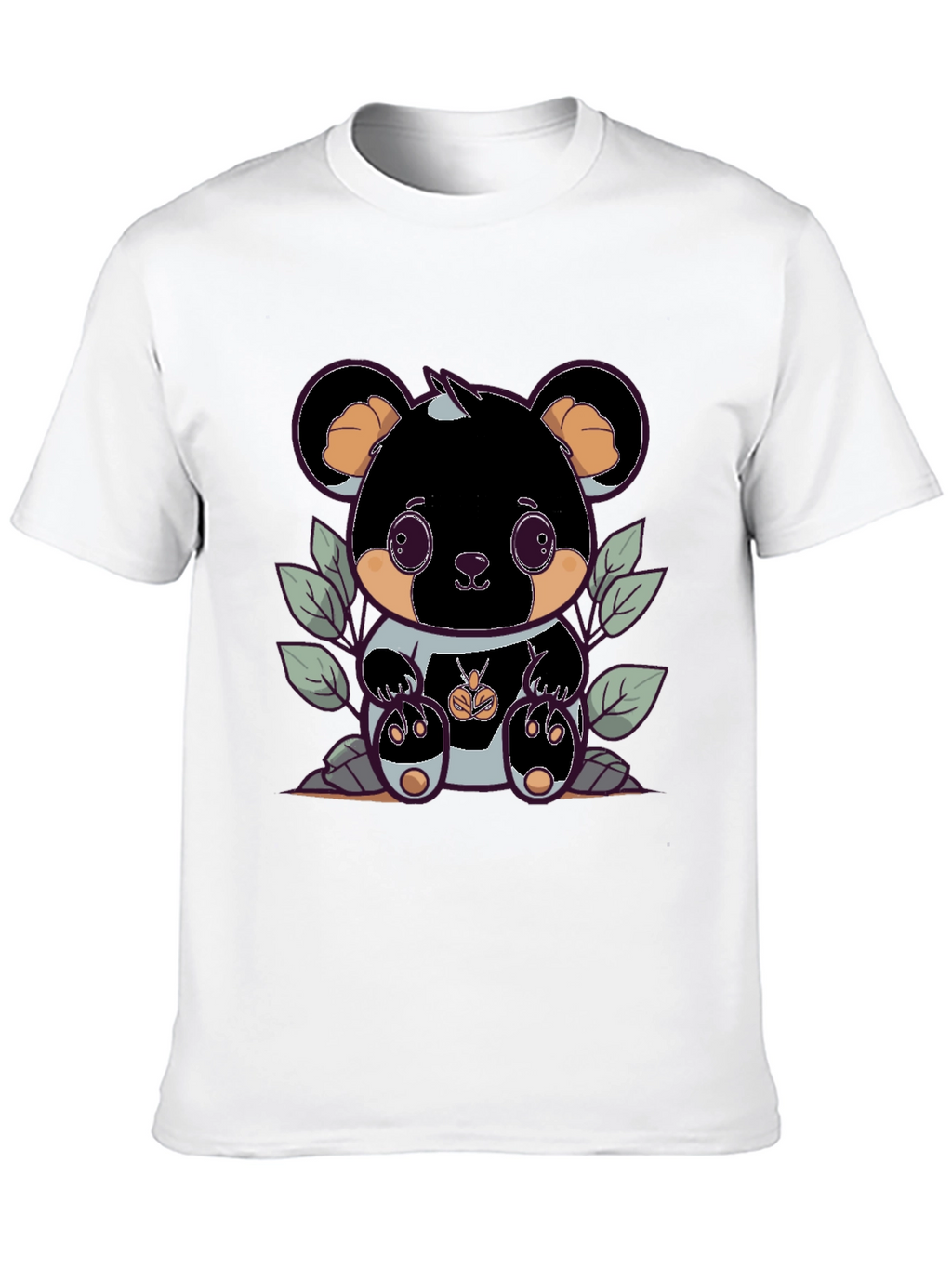 Cute Bear Graphic Tee - Black