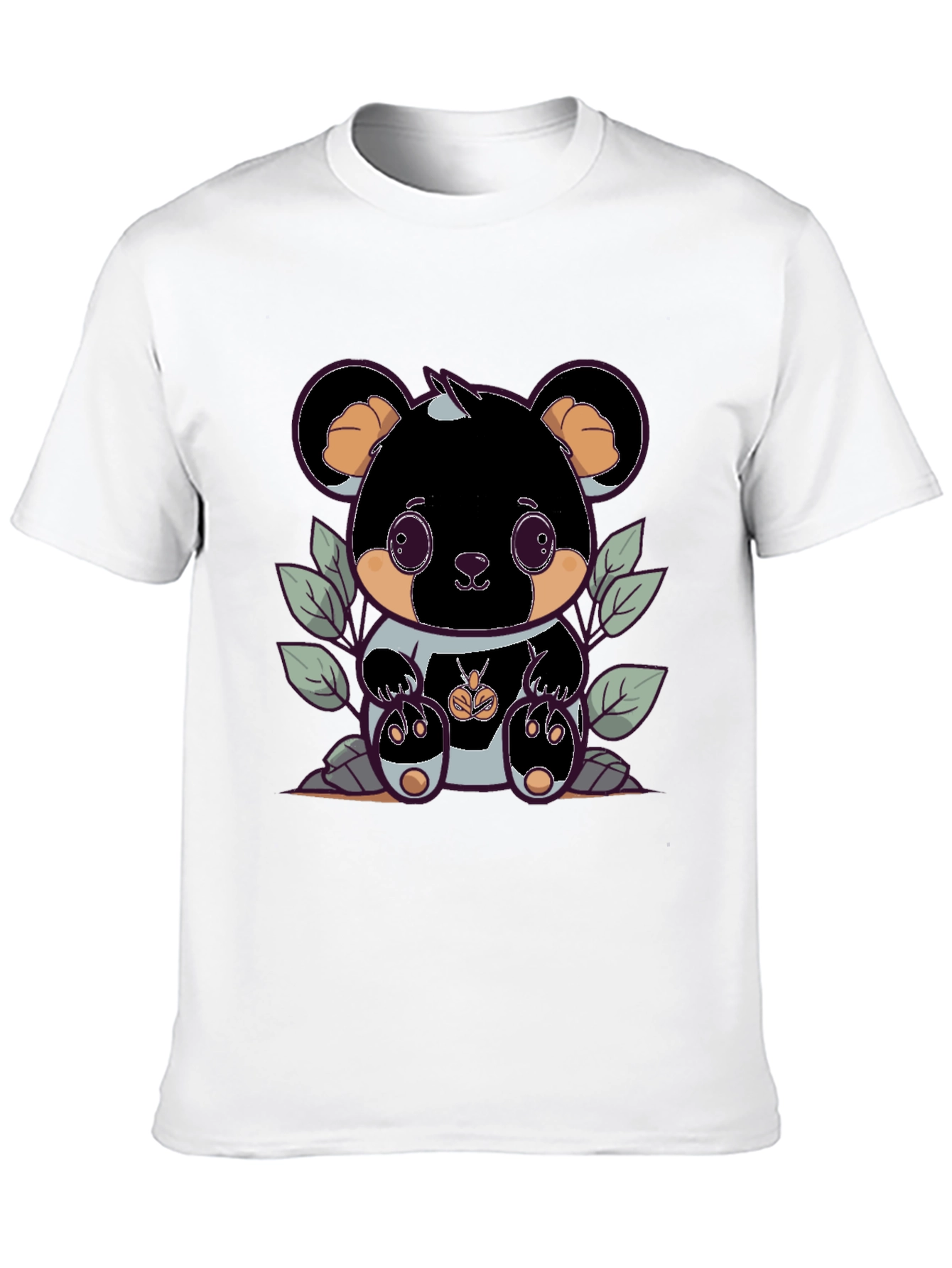 Cute Bear Graphic Tee - Black
