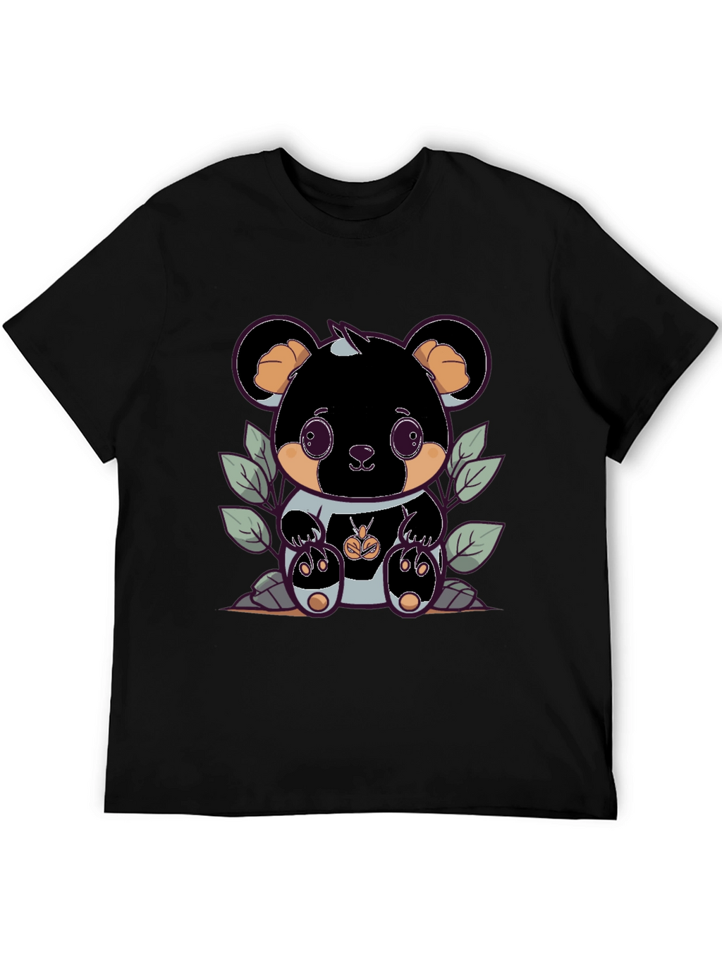 Cute Bear Graphic Tee - Black