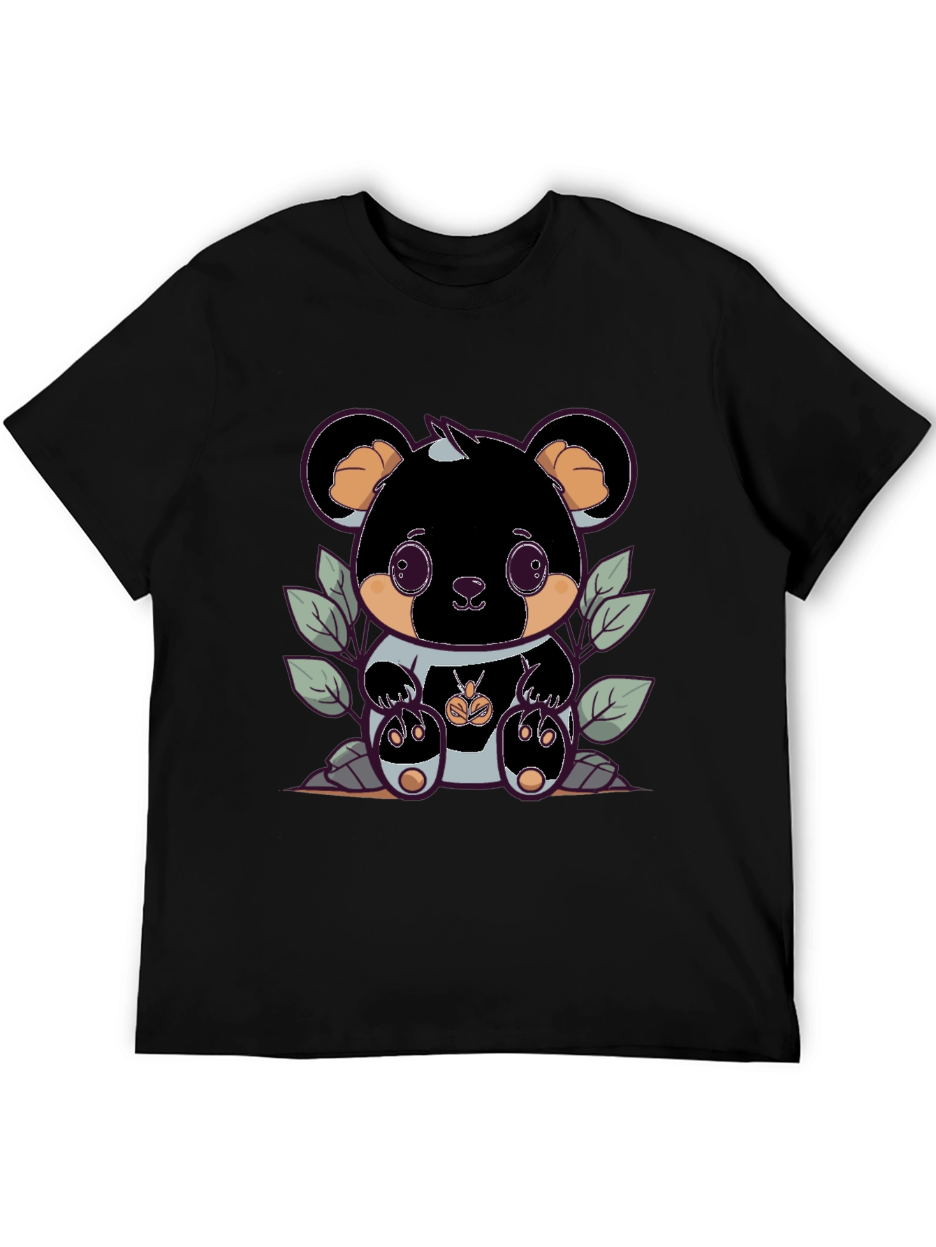 Cute Bear Graphic Tee - Black