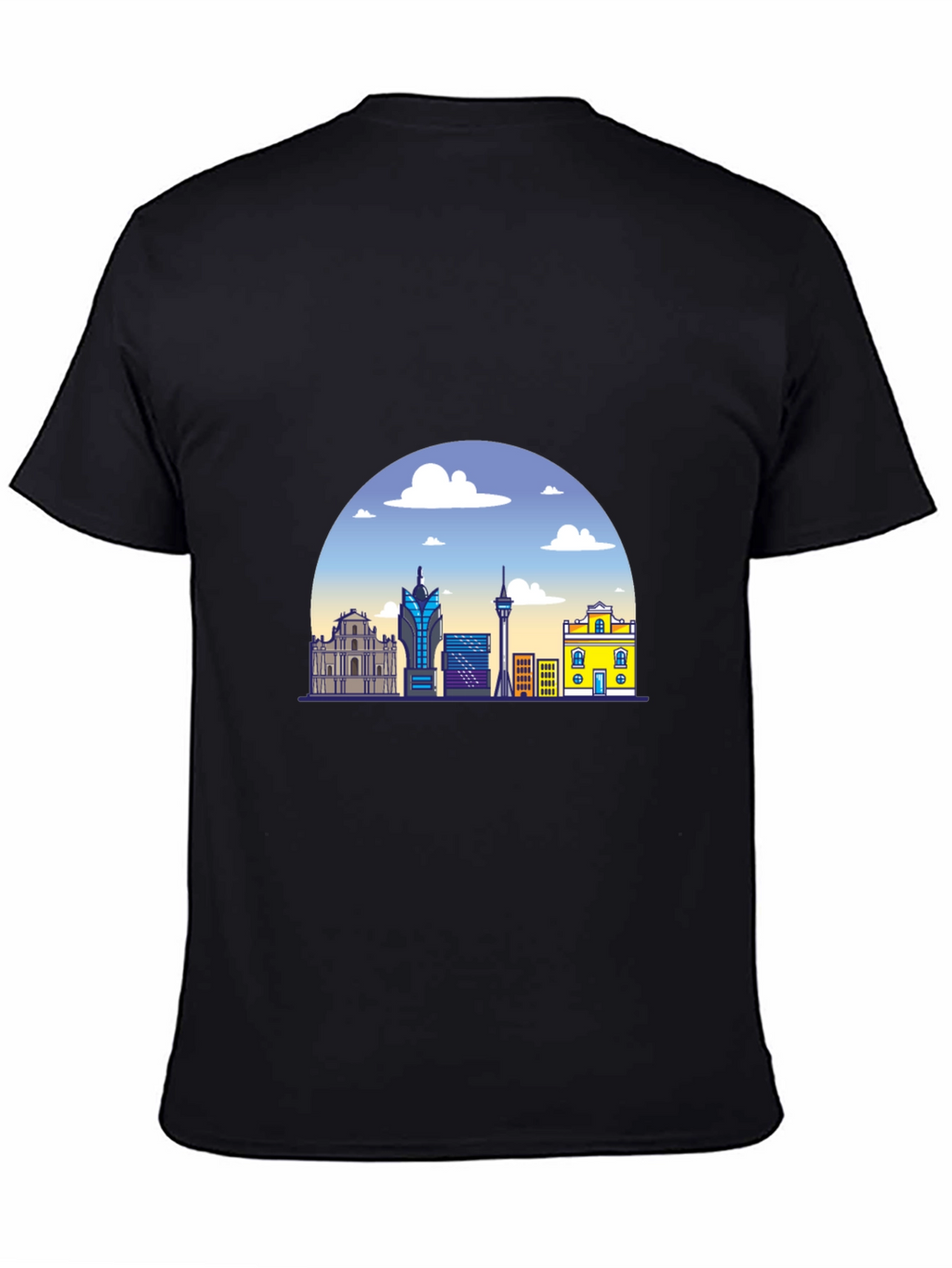 Macau Skyline Graphic Black T-Shirt