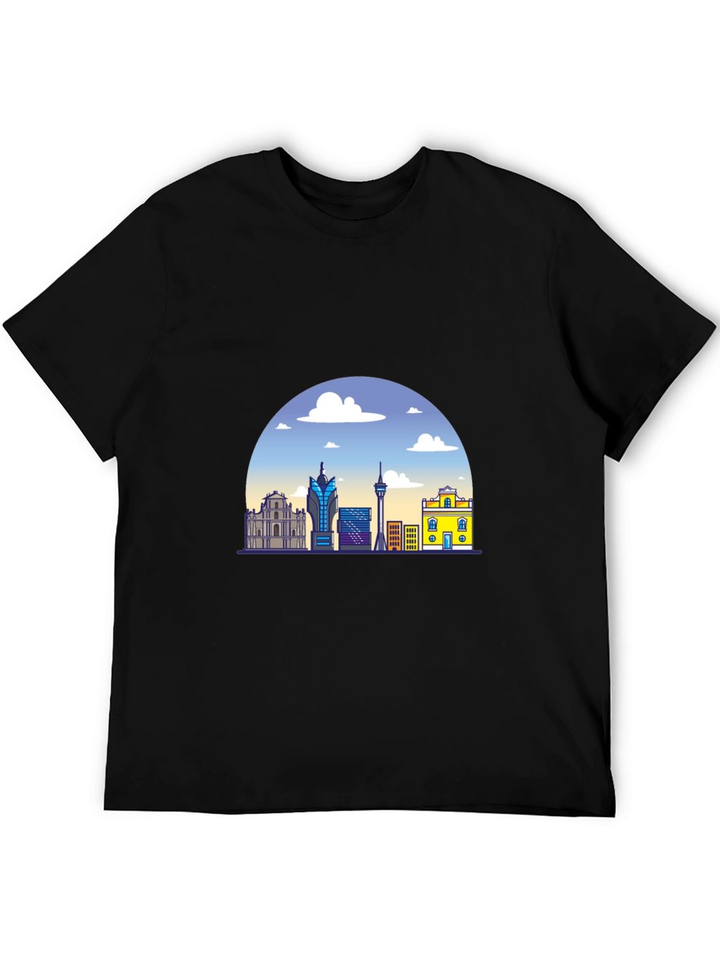 Macau Skyline Graphic Black T-Shirt