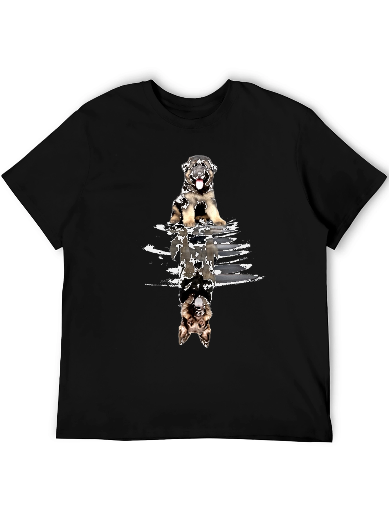 Dog Reflection Graphic Tee - Black Cotton Blend