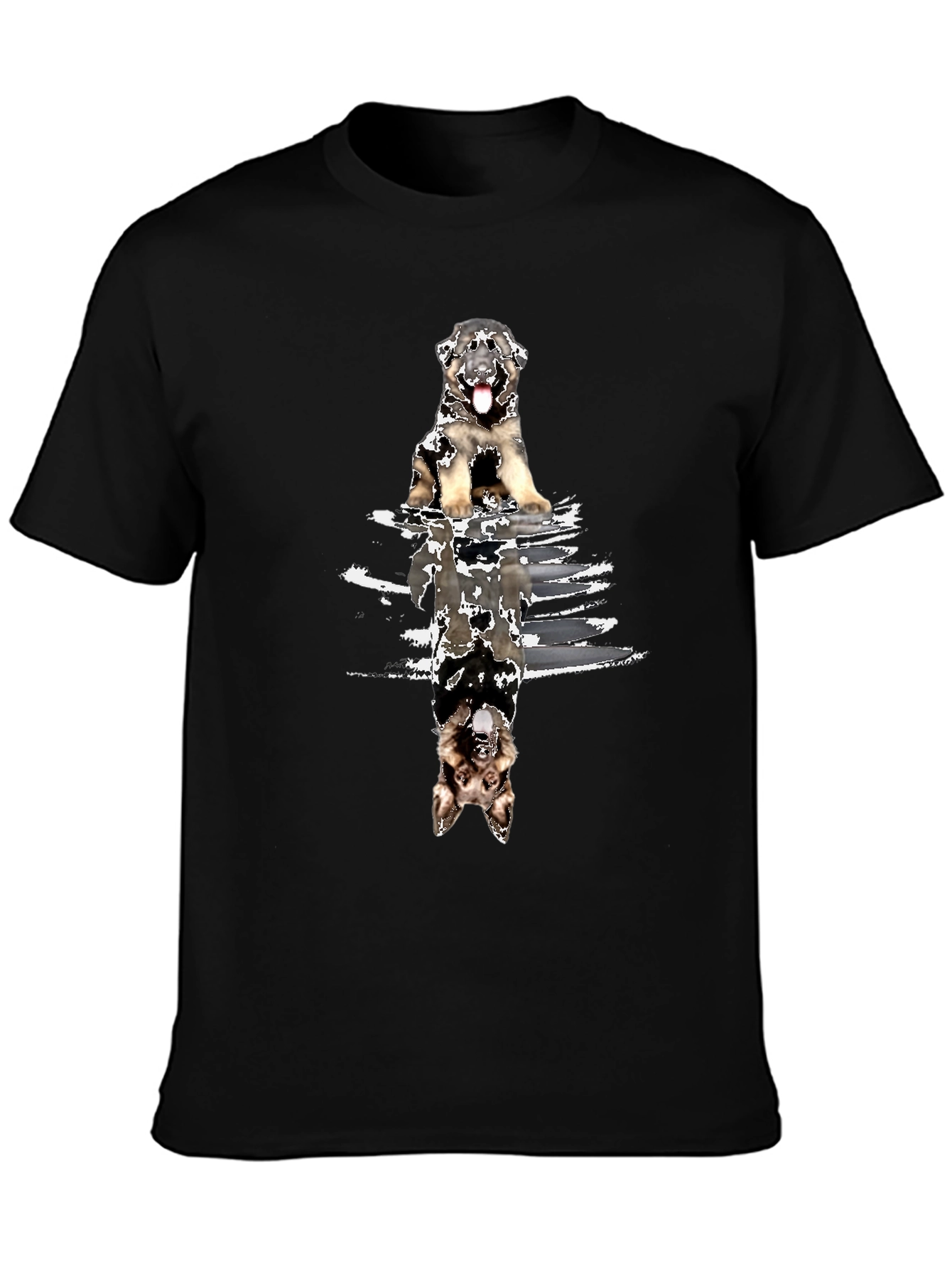 Dog Reflection Graphic Tee - Black Cotton Blend