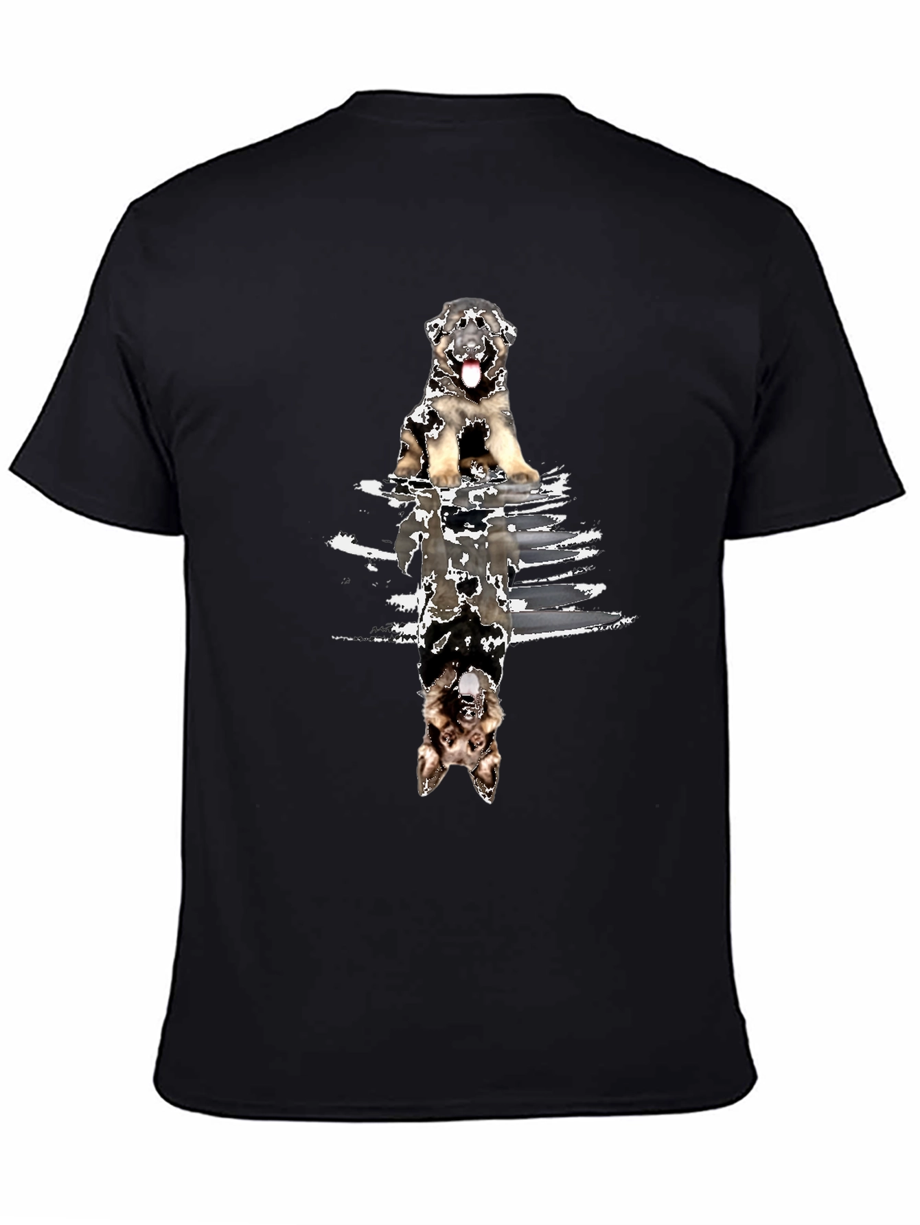 Dog Reflection Graphic Tee - Black Cotton Blend