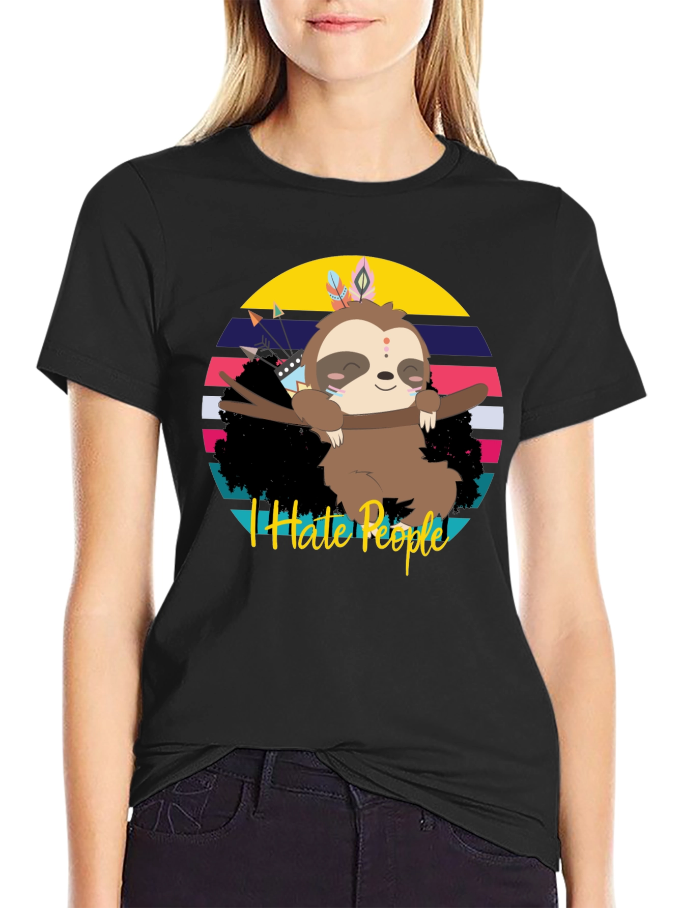 I Hate People Sloth Graphic Tee