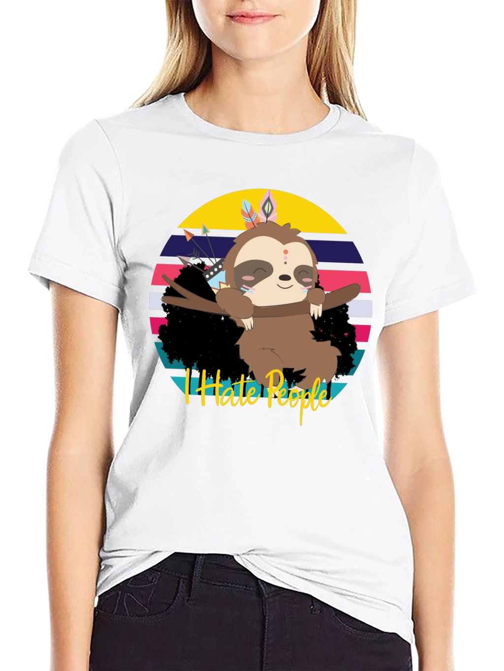 I Hate People Sloth Graphic Tee
