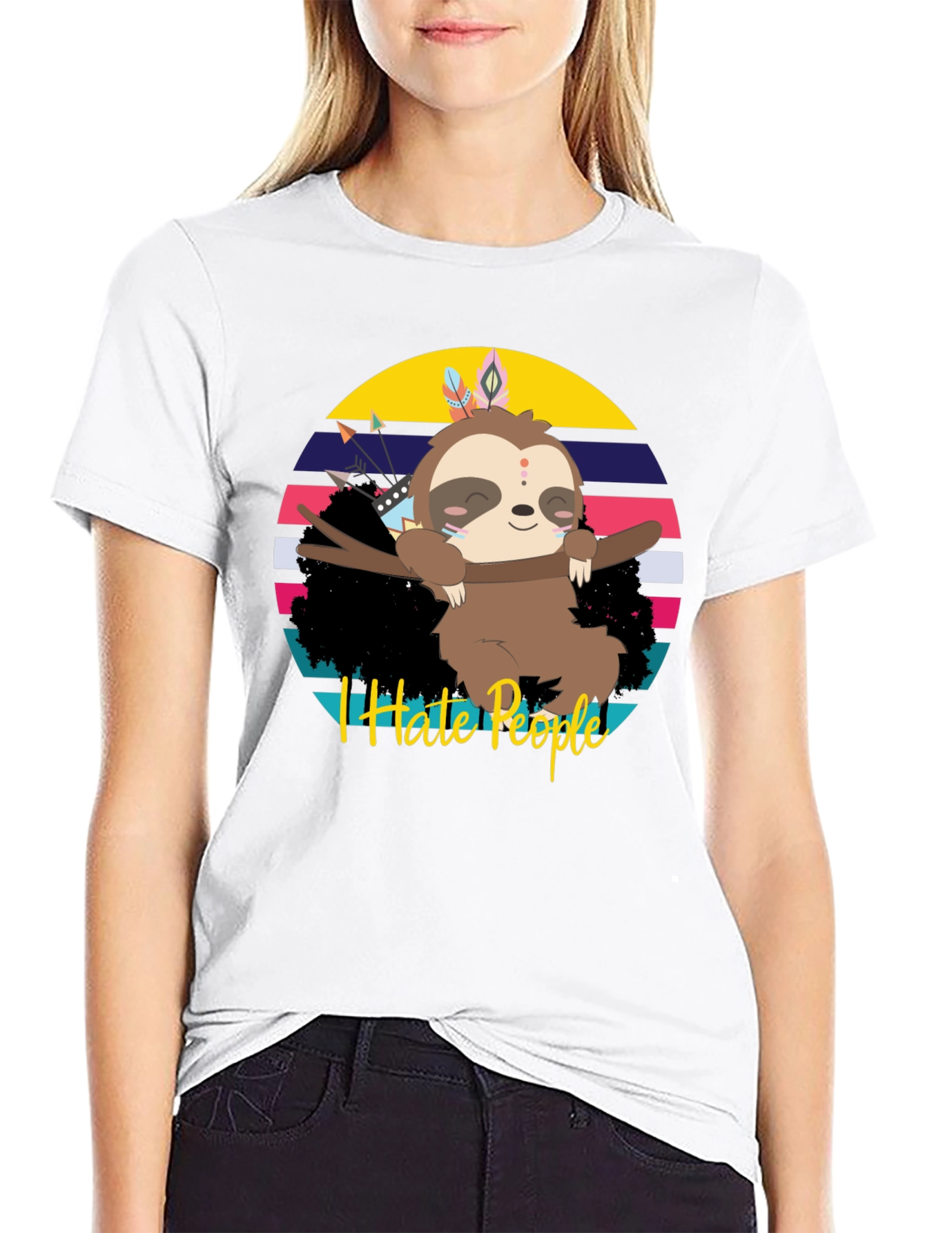 I Hate People Sloth Graphic Tee