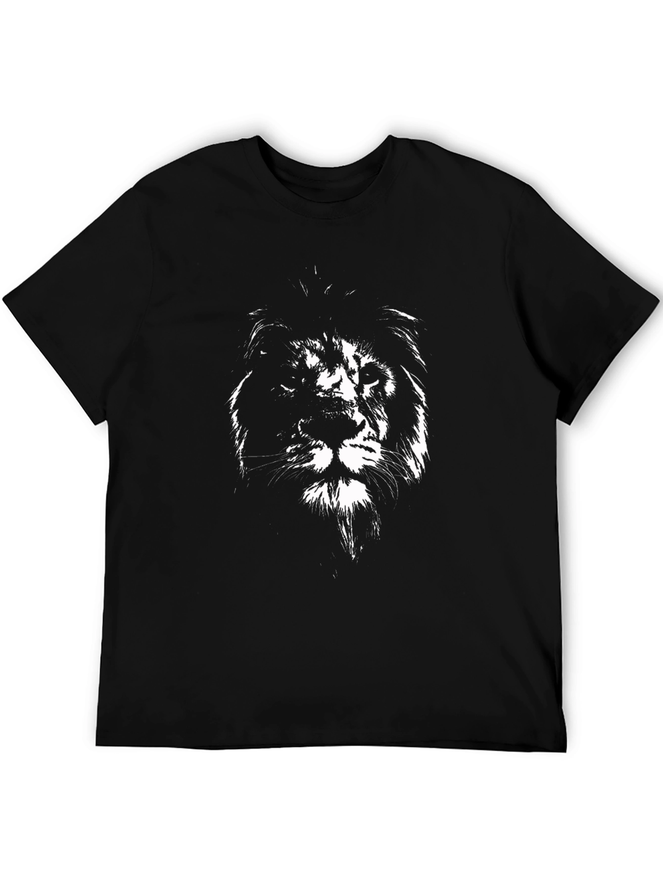 Black T-Shirt with Lion Graphic