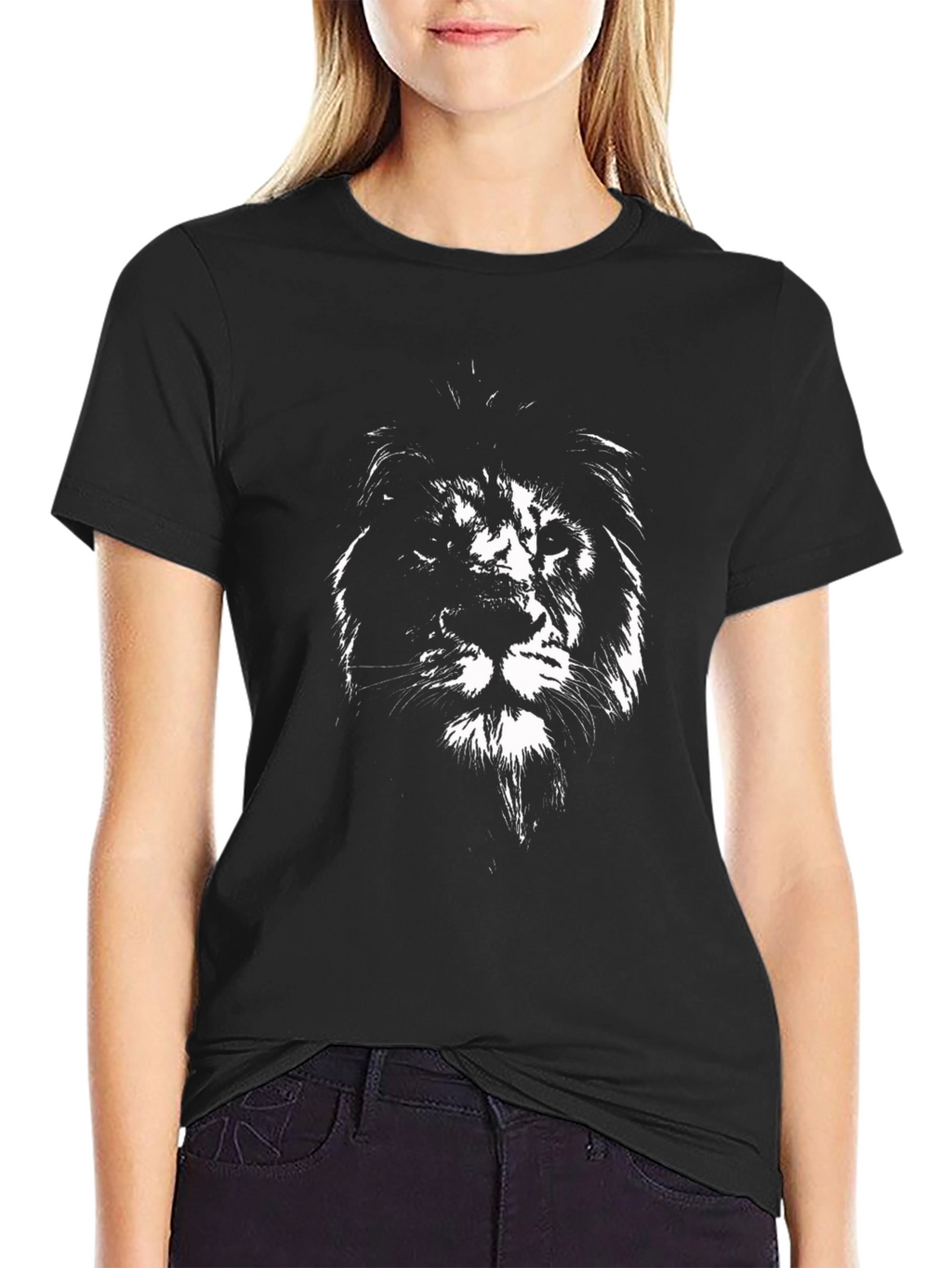 Black T-Shirt with Lion Graphic