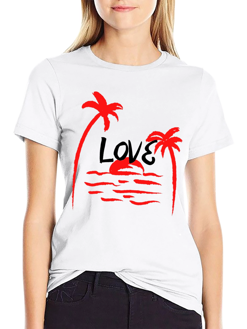 Tropical Love Palm Tree Graphic T-Shirt